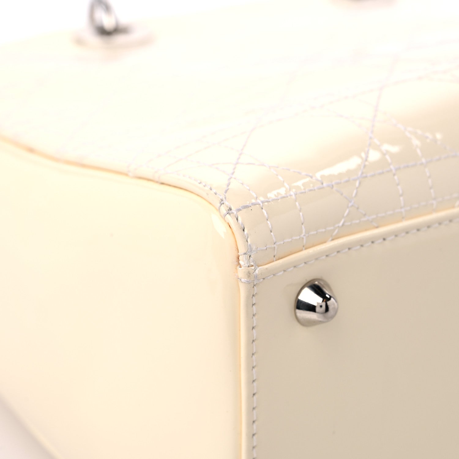 Christian Dior Patent Cannage Large Lady Dior White 10 of 11