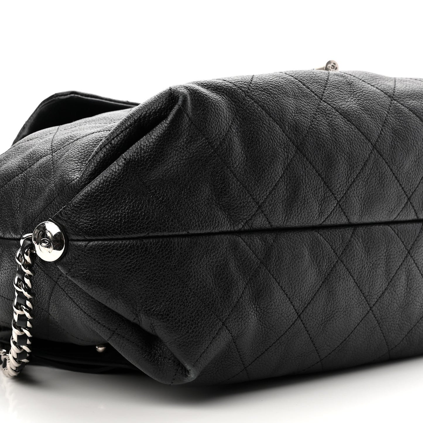 Grained Calfskin Stitched Braided With Style Backpack Black