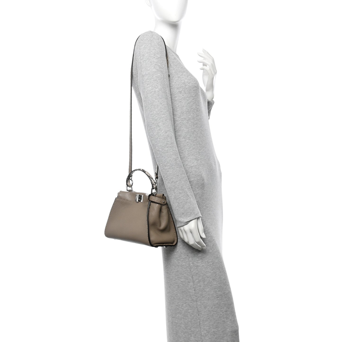 Cuoio Romano Snakeskin Selleria Mini Peekaboo Iconic Satchel Roccia Corda