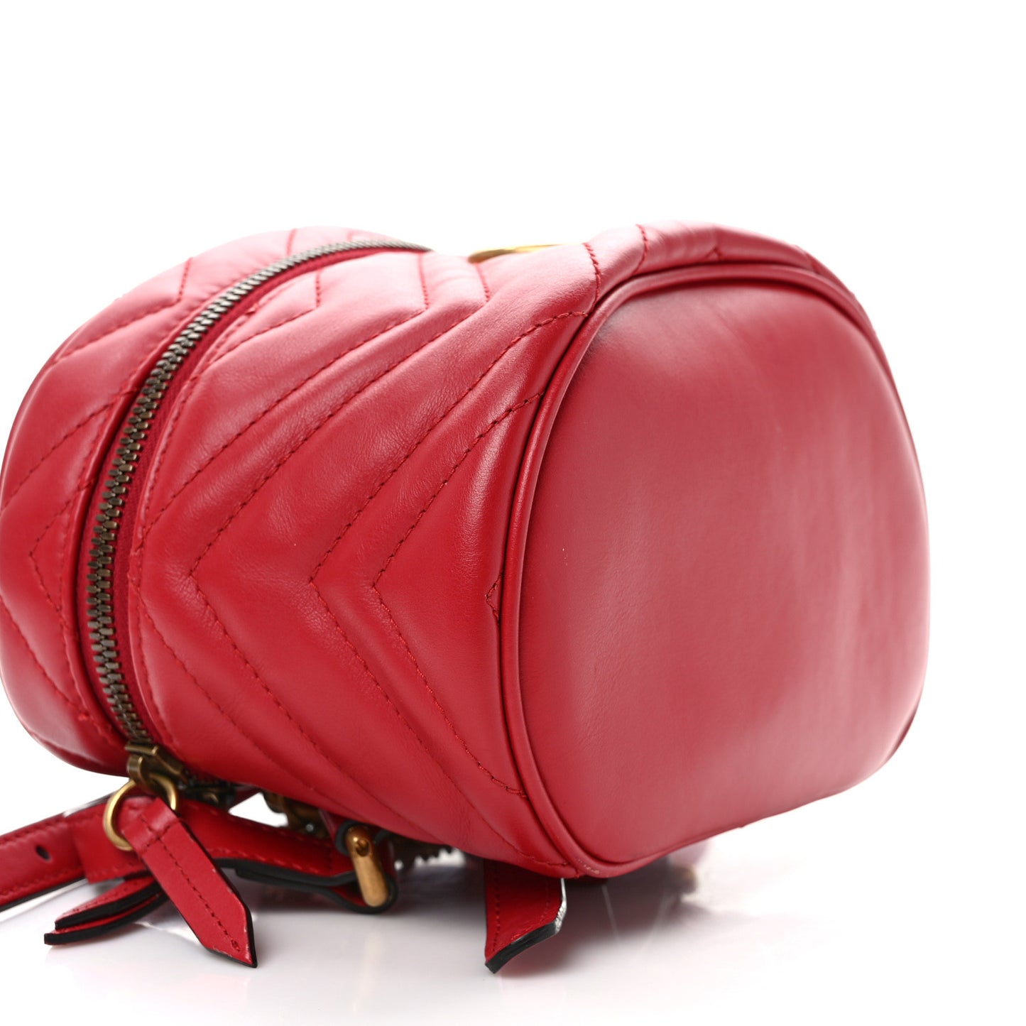 Calfskin Matelasse Mini GG Marmont Round Backpack Hibiscus Red