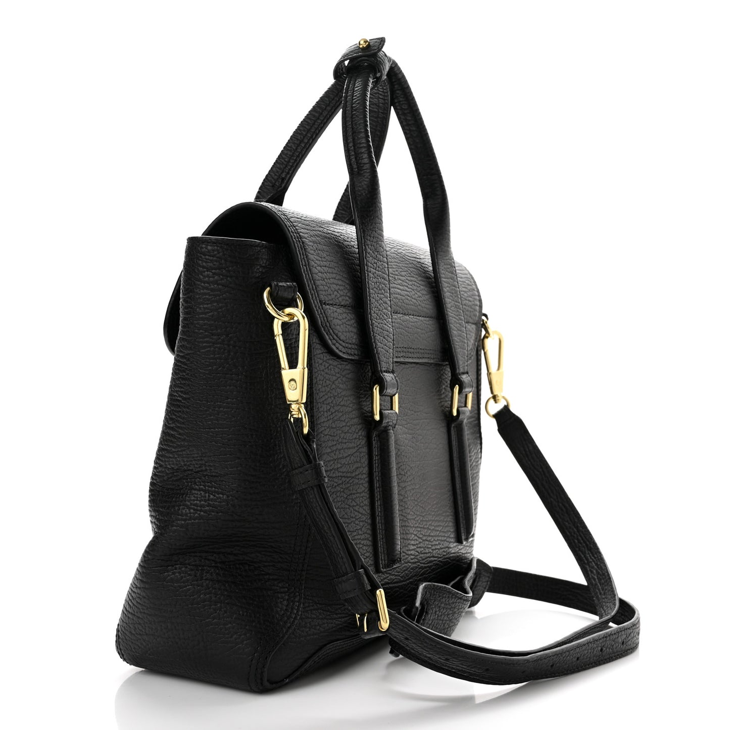 Textured Calfskin Medium Pashli Satchel Black