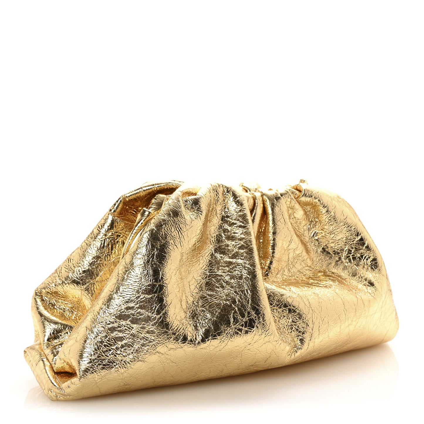 Metallic Crinkled Lambskin The Pouch Oversized Clutch Oro