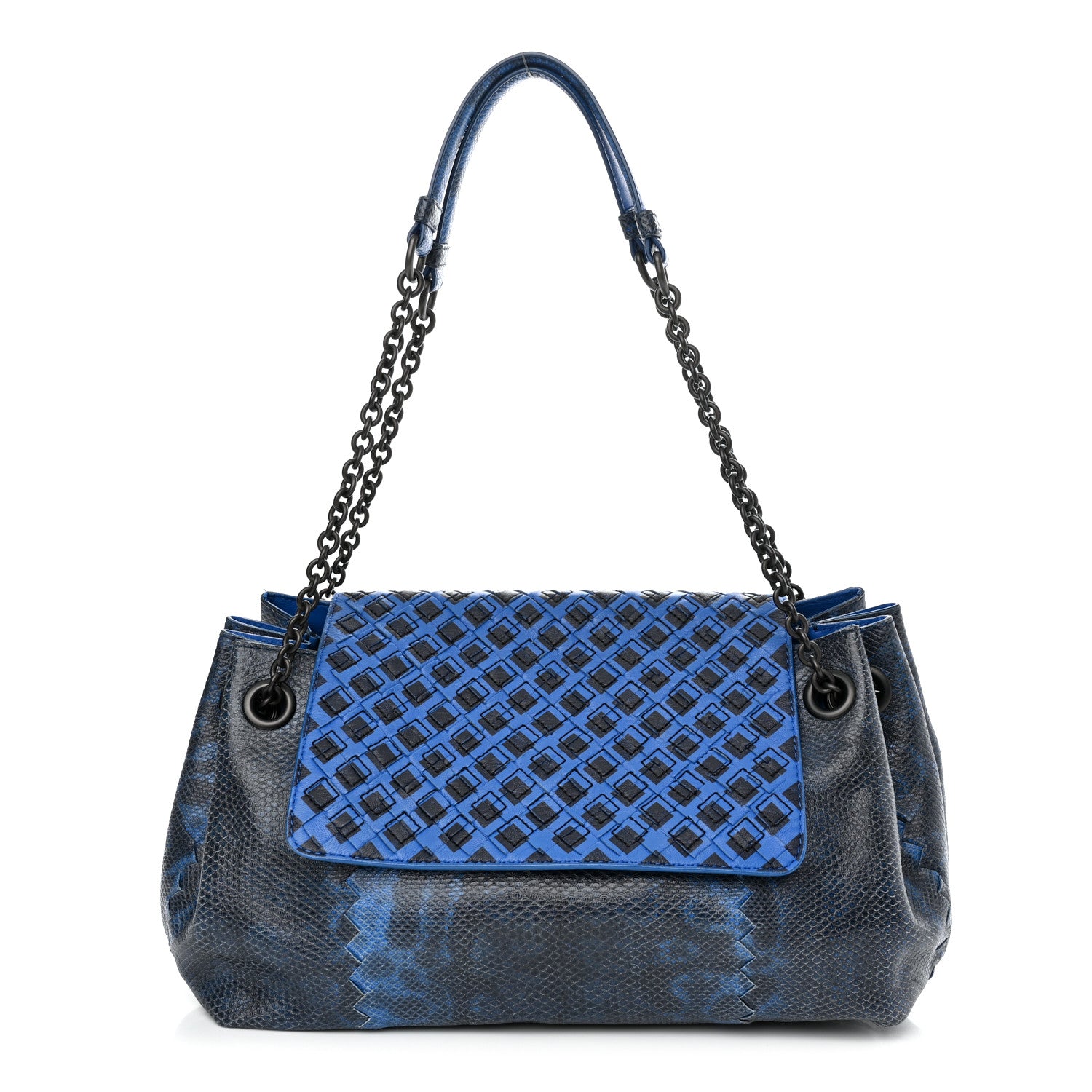 Bottega Veneta Vesuvio Karung Nappa Intrecciato Cravatteria Small Flap Shoulder Bag Bleuette 1 of 12
