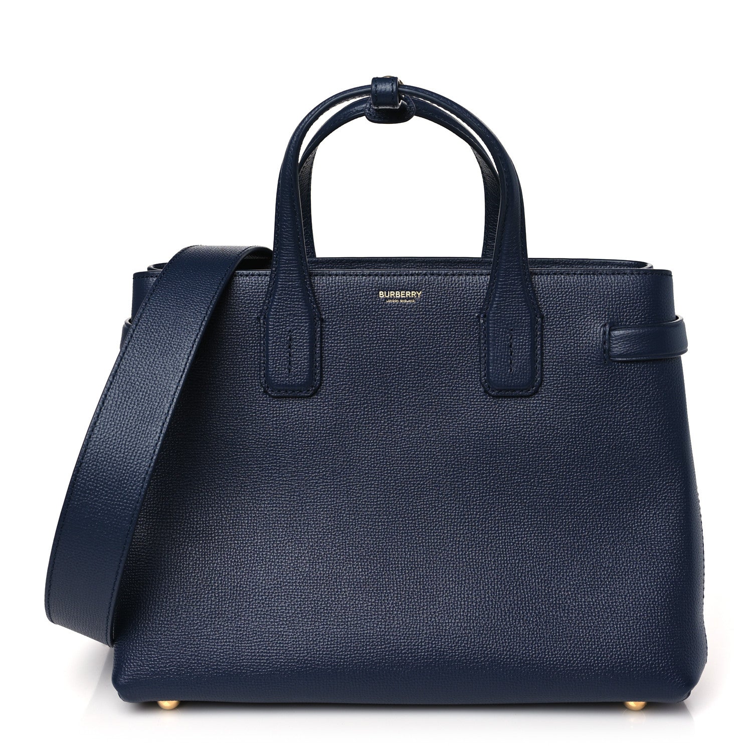 Burberry Derby Calfskin Vintage Check Medium Banner Tote Regency Blue 1 of 8