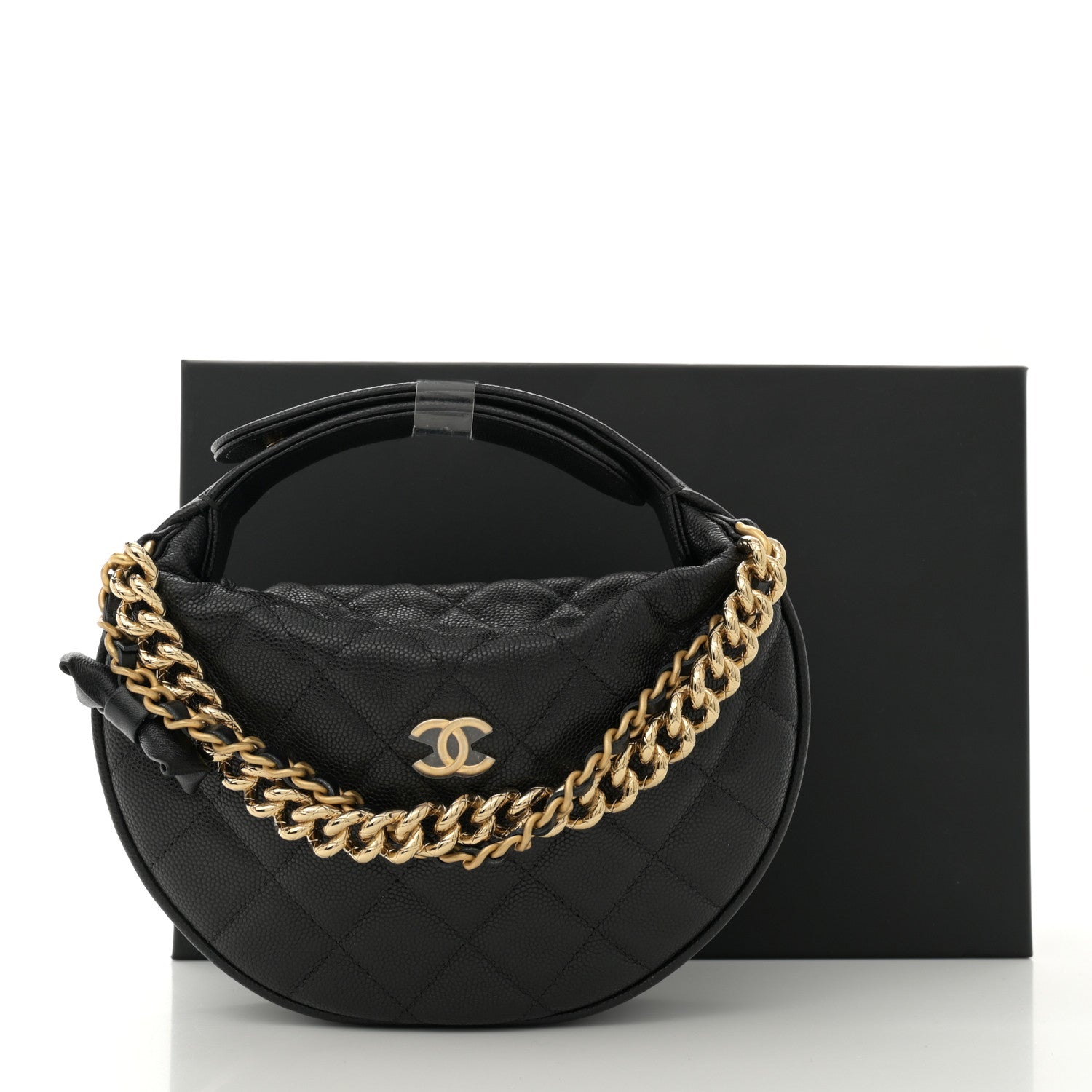 Chanel Shiny Caviar Quilted Bow Pouch Hobo Black 11 of 11