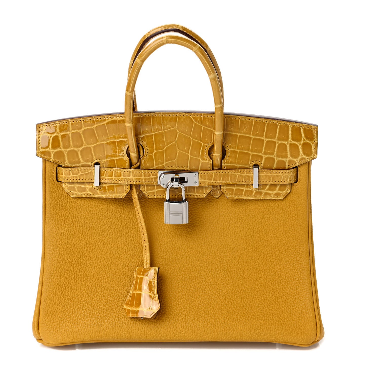 Togo Shiny Niloticus Crocodile Birkin Touch 25 Jaune Ambre