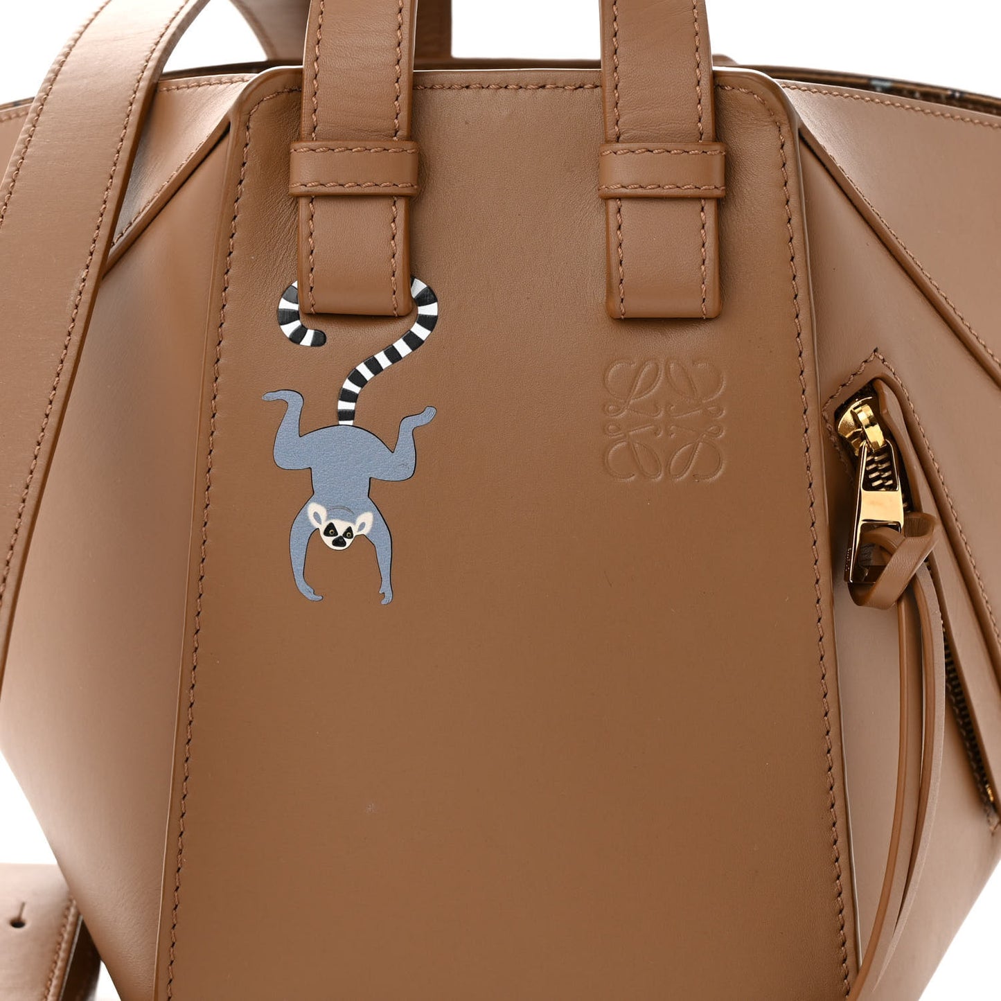 X SUNA FUJITA Satin Calfskin Lemur Hammock Shoulder Bag Oak