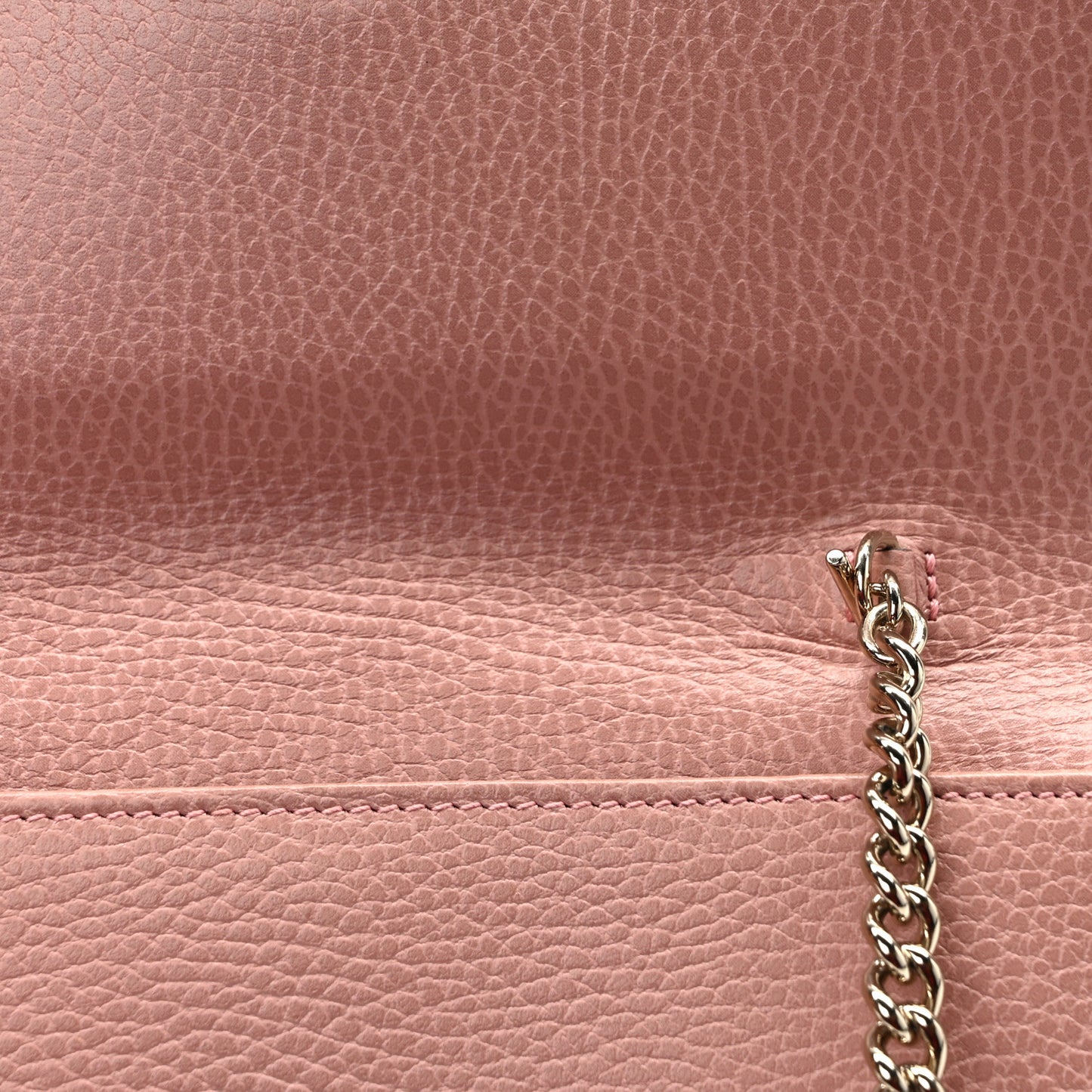 Dollar Calfskin Interlocking G Chain Wallet Soft Pink