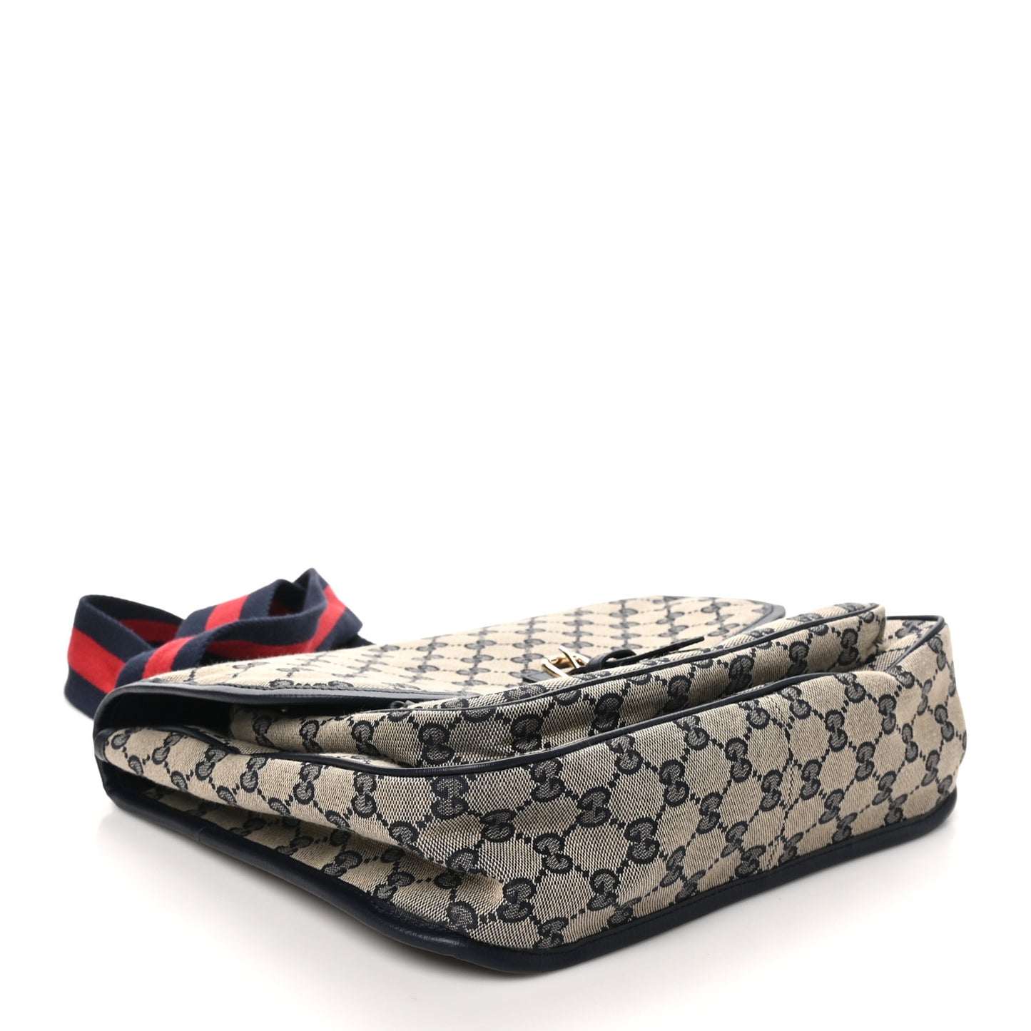 Monogram Web Childrens Messenger Bag Beige Navy