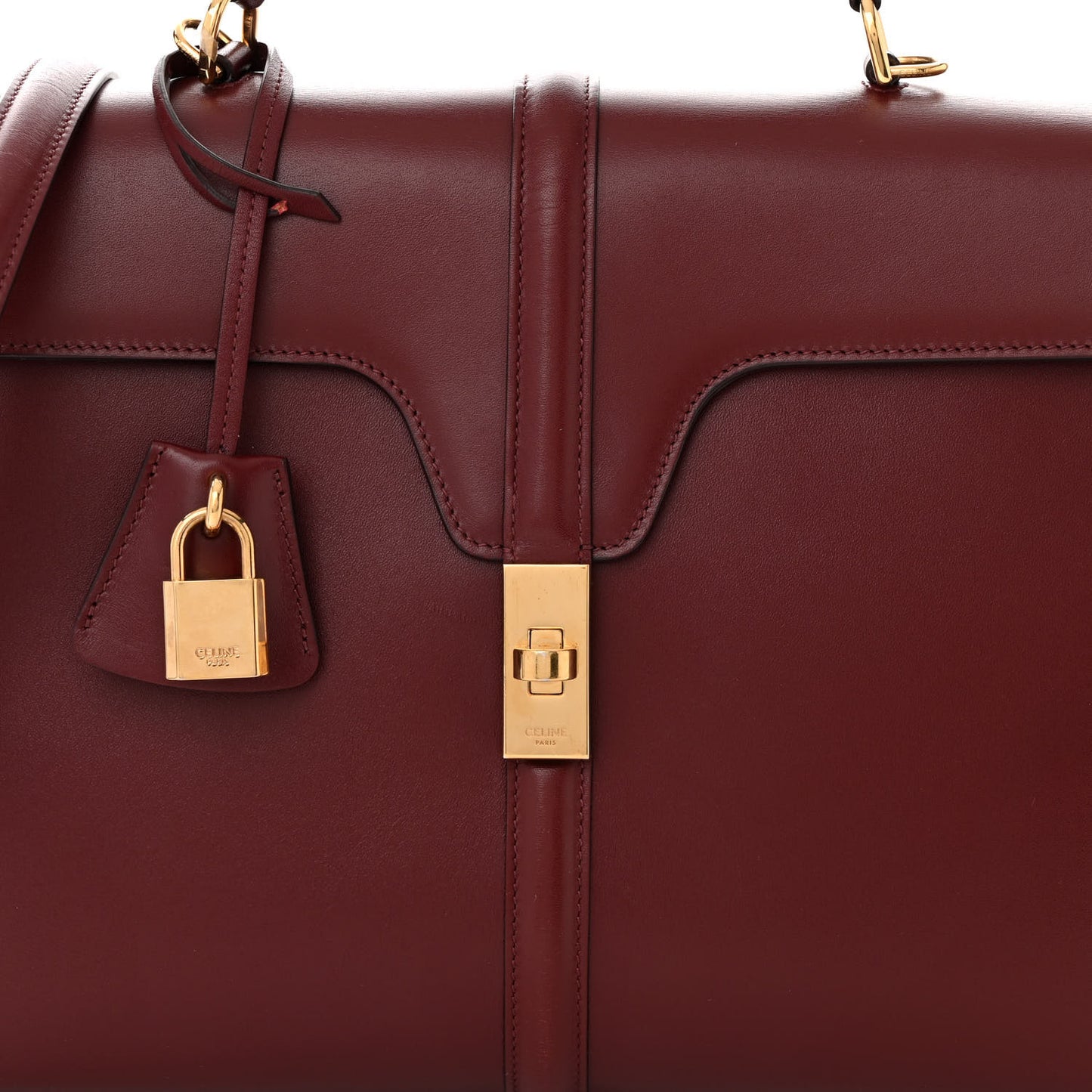 Satinated Calfskin Medium 16 Top Handle Bag Light Burgundy