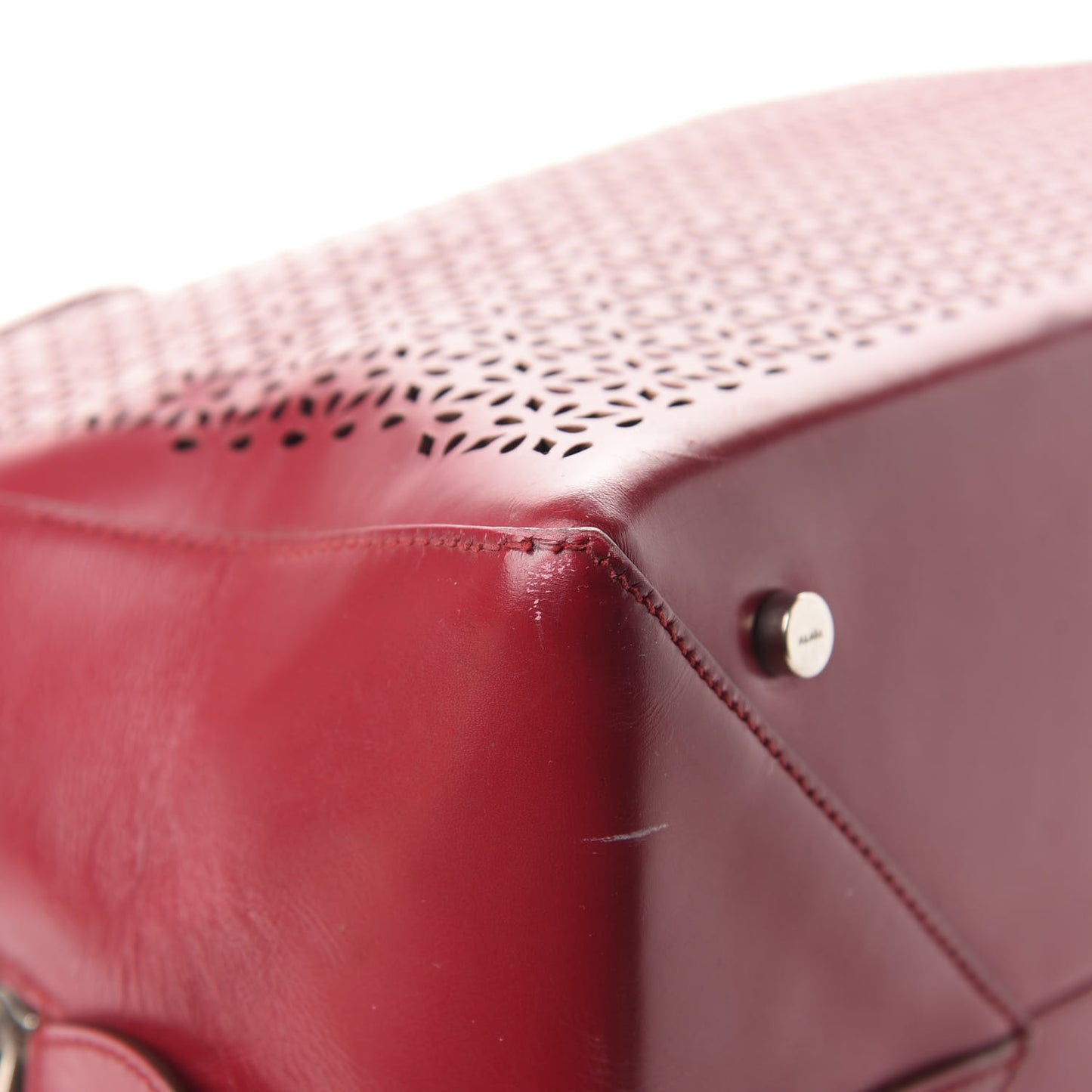 Calfskin Lux Laser Cut Tote Red