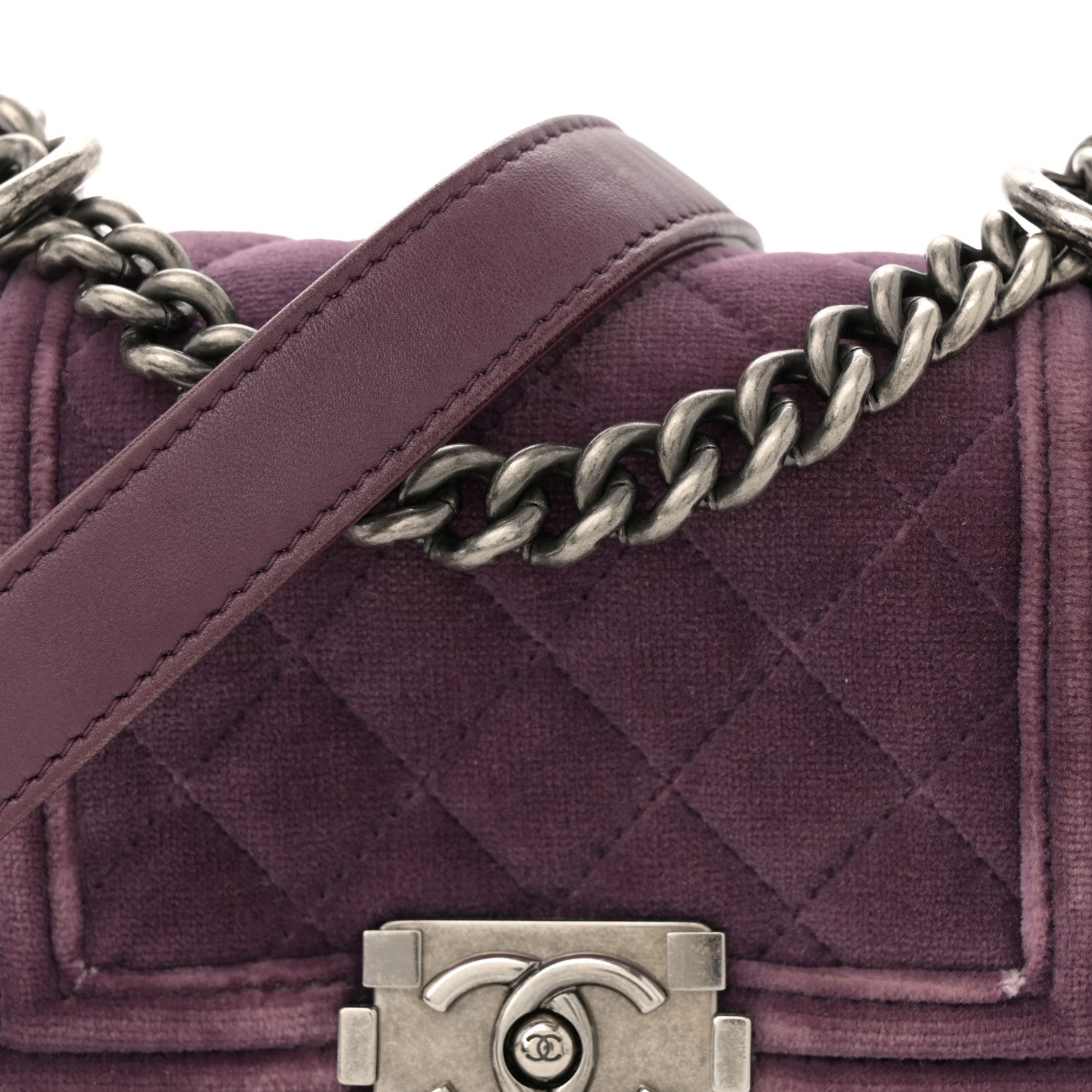 Chanel Velvet Quilted Mini Boy Flap Purple 8 of 12