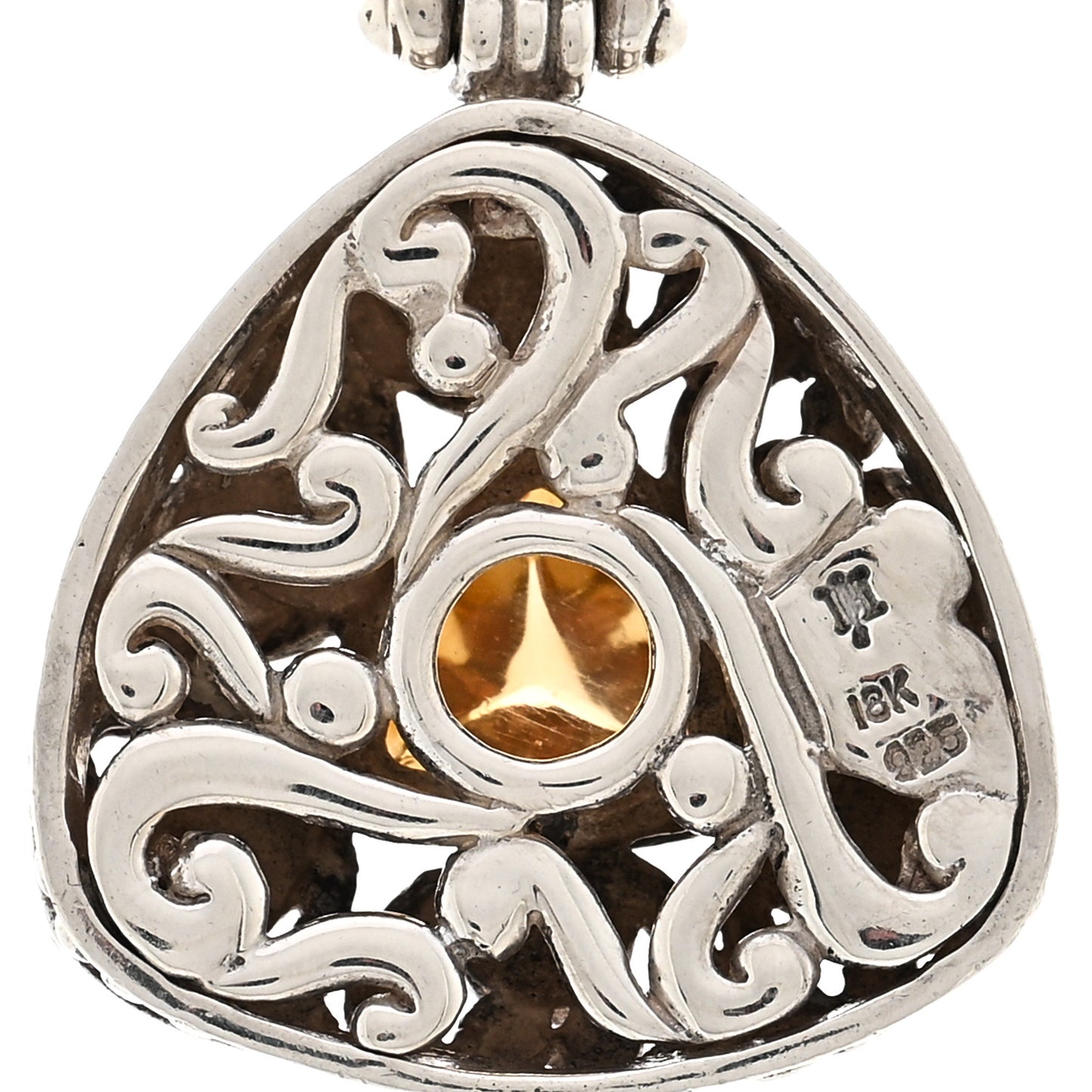 Sterling Silver 18K Yellow Gold Citrine Batu Sari Pendant Necklace