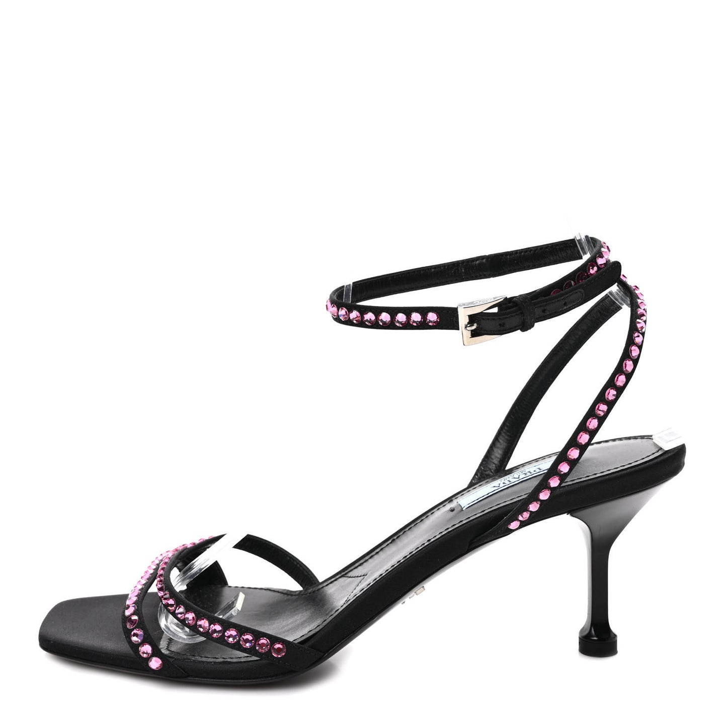 Suede Crystal Ankle Strap 65mm Sandals 40 Rosa