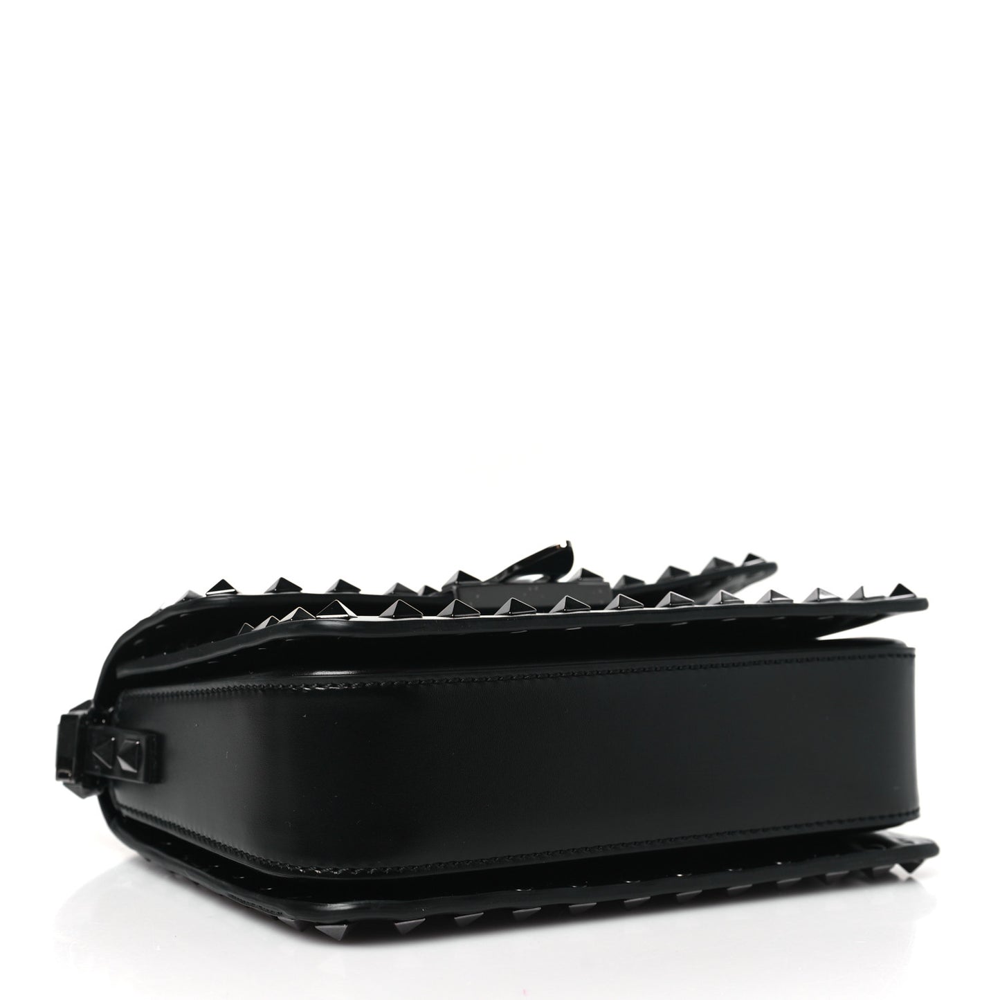 Smooth Calfskin Enamel Tonal Small Rockstud23 Shoulder Bag Black