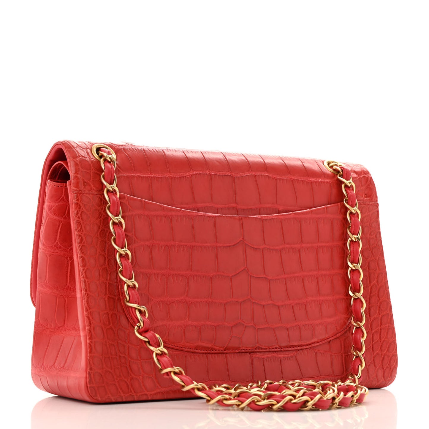 Matte Alligator Jumbo Double Flap Red