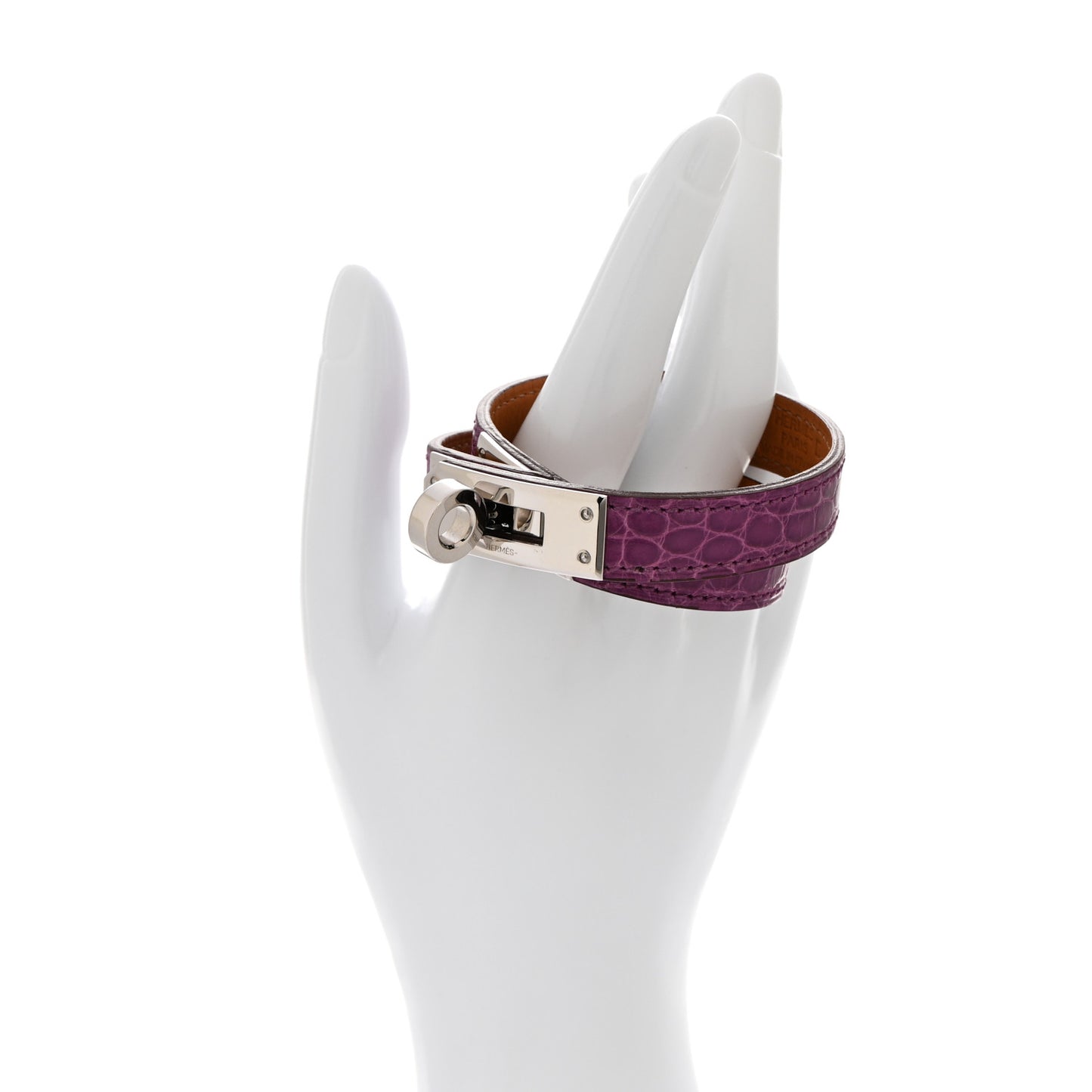 Shiny Alligator Kelly Double Tour Bracelet S Violet