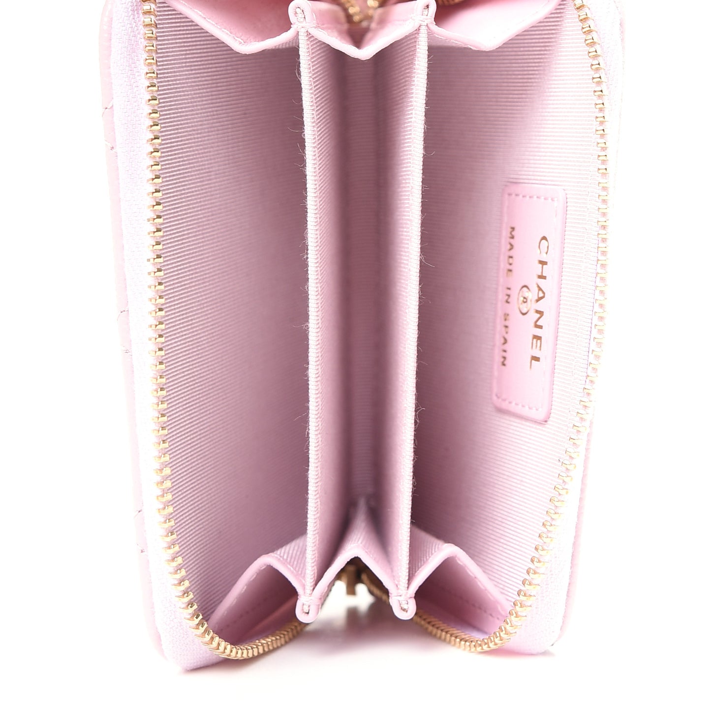 Caviar Quilted Zip Coin Purse Light Pink