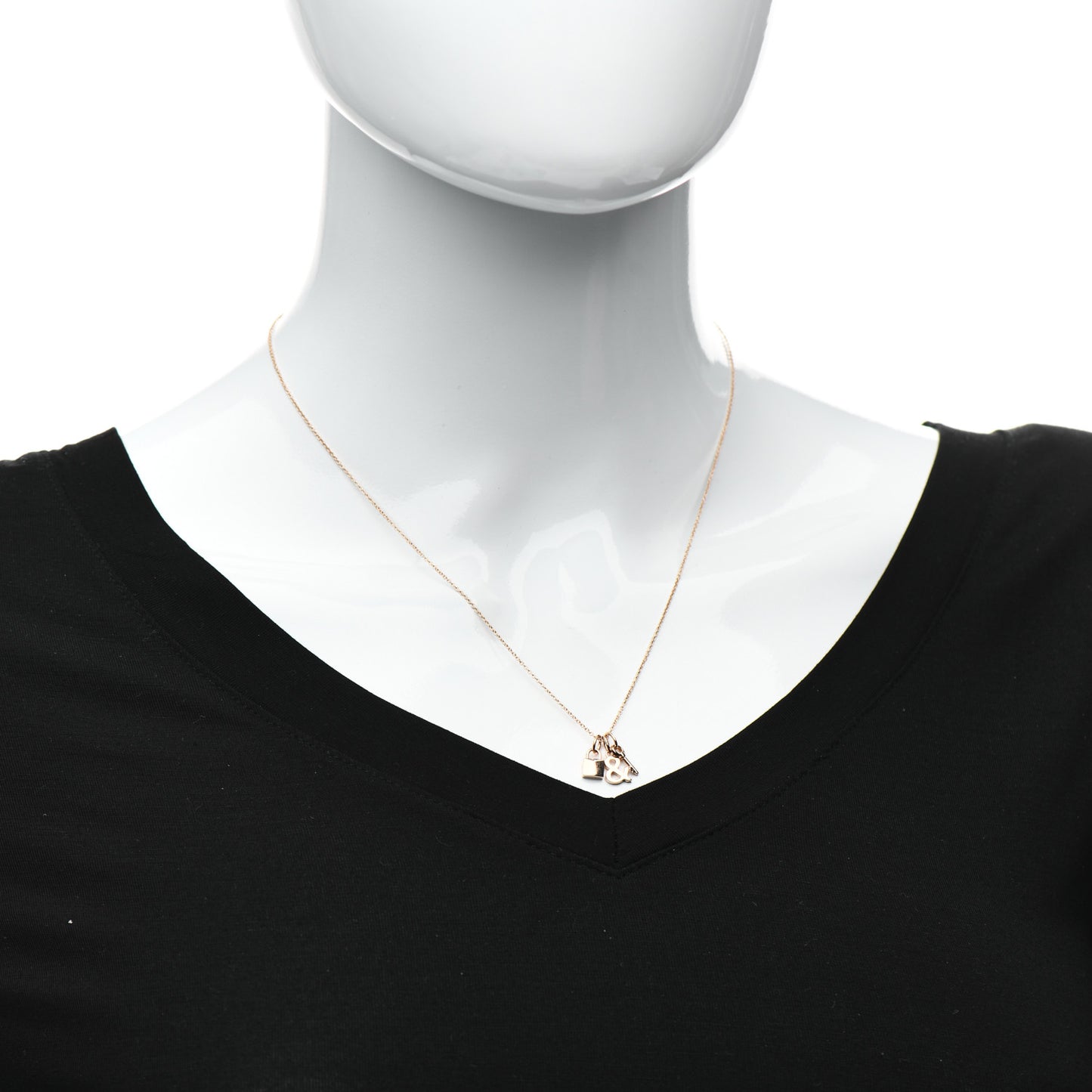 18K Rose Gold Lock and Key Pendant Necklace