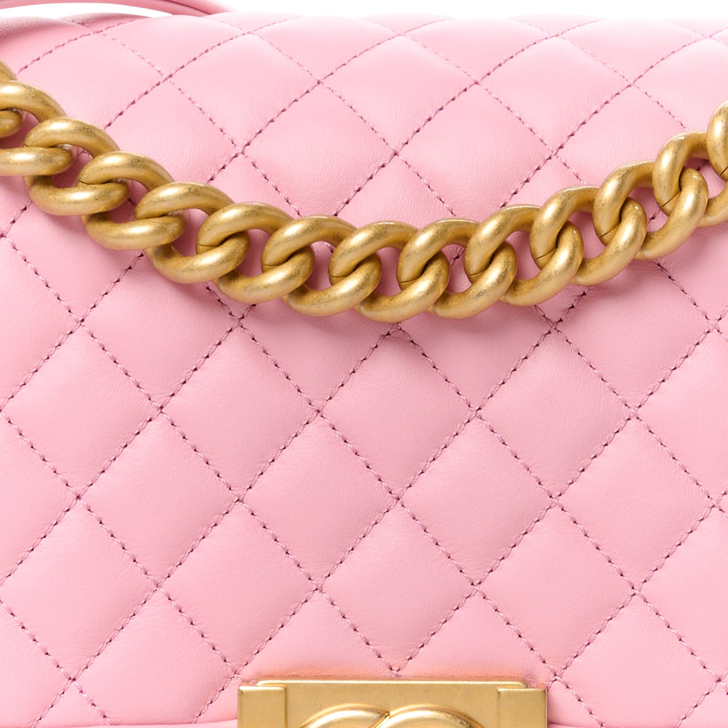Calfskin Quilted Medium Boy Flap Light Pink