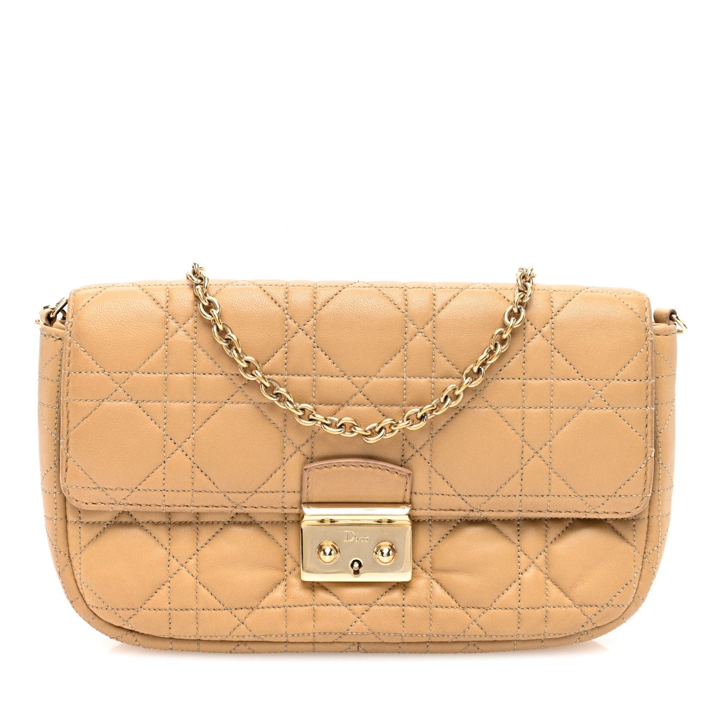 Lambskin Cannage Miss Dior Promenade Pouch Beige