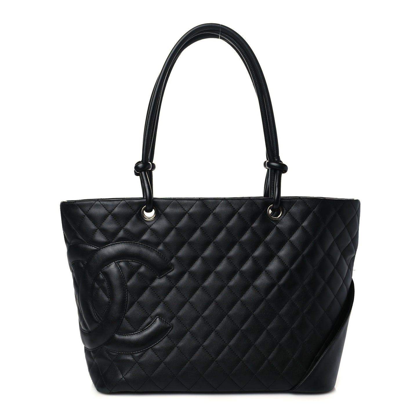 Calfskin Quilted Large Cambon Tote Black