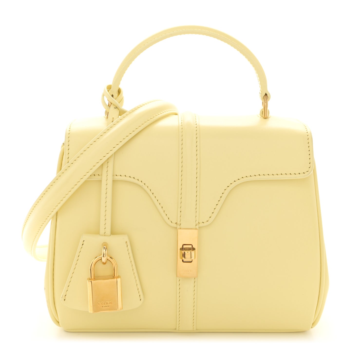 Satinated Calfskin Mini 16 Top Handle Bag Soft Yellow