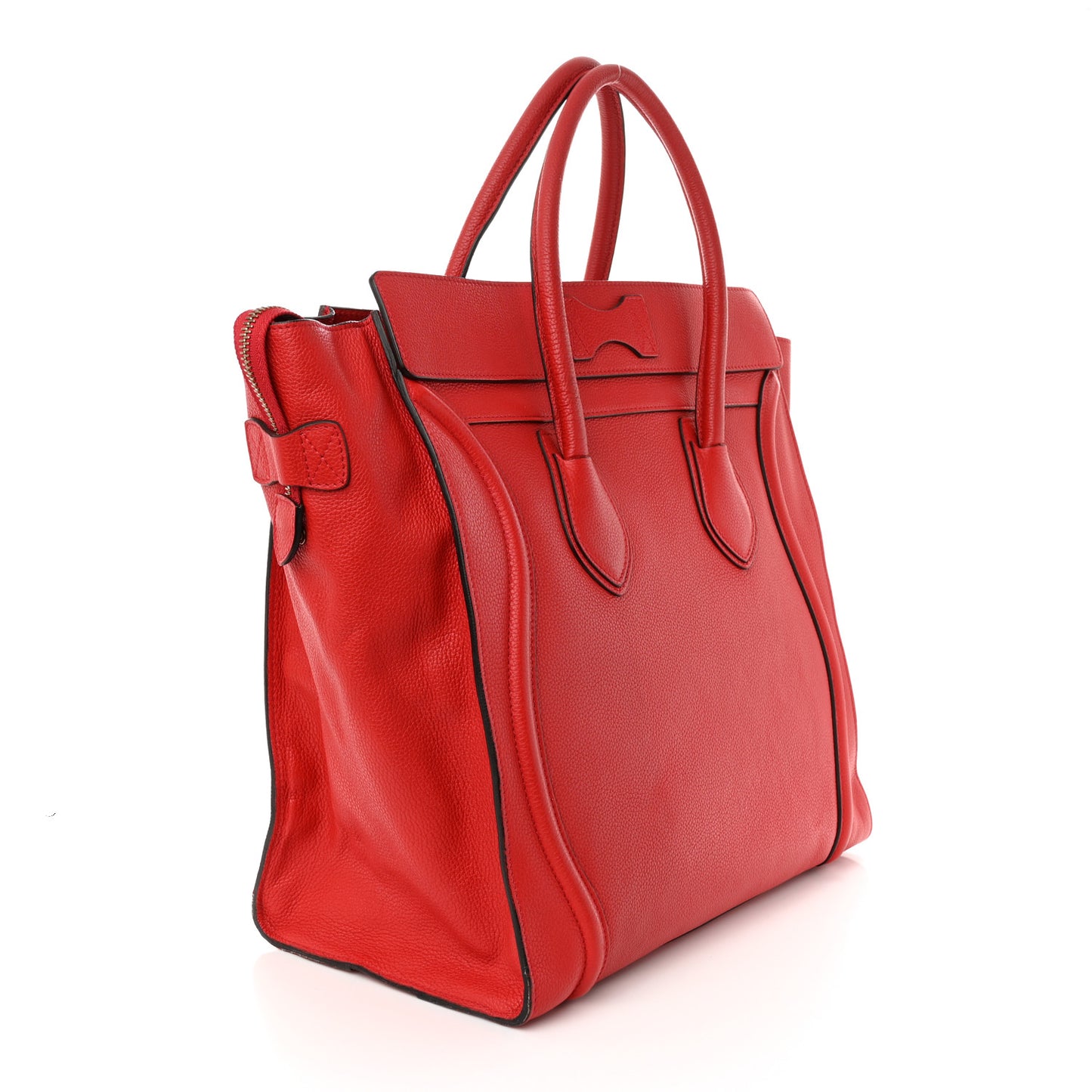 Drummed Calfskin Medium Luggage Coquelicot