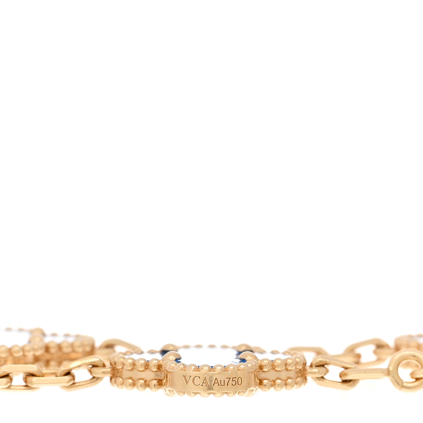 18K Yellow Gold Blue Agate 5 Motifs Vintage Alhambra Bracelet