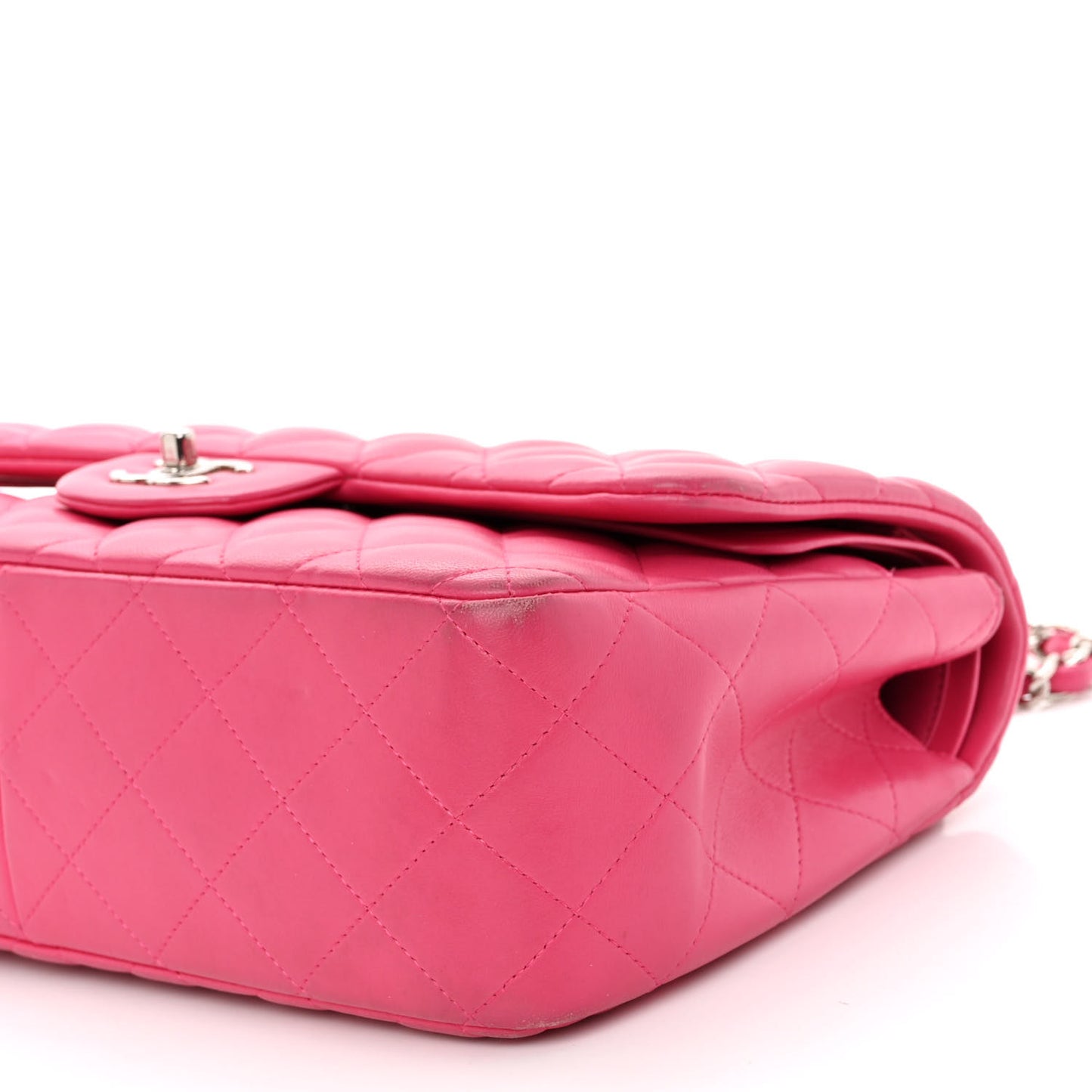 Lambskin Quilted Jumbo Double Flap Dark Pink