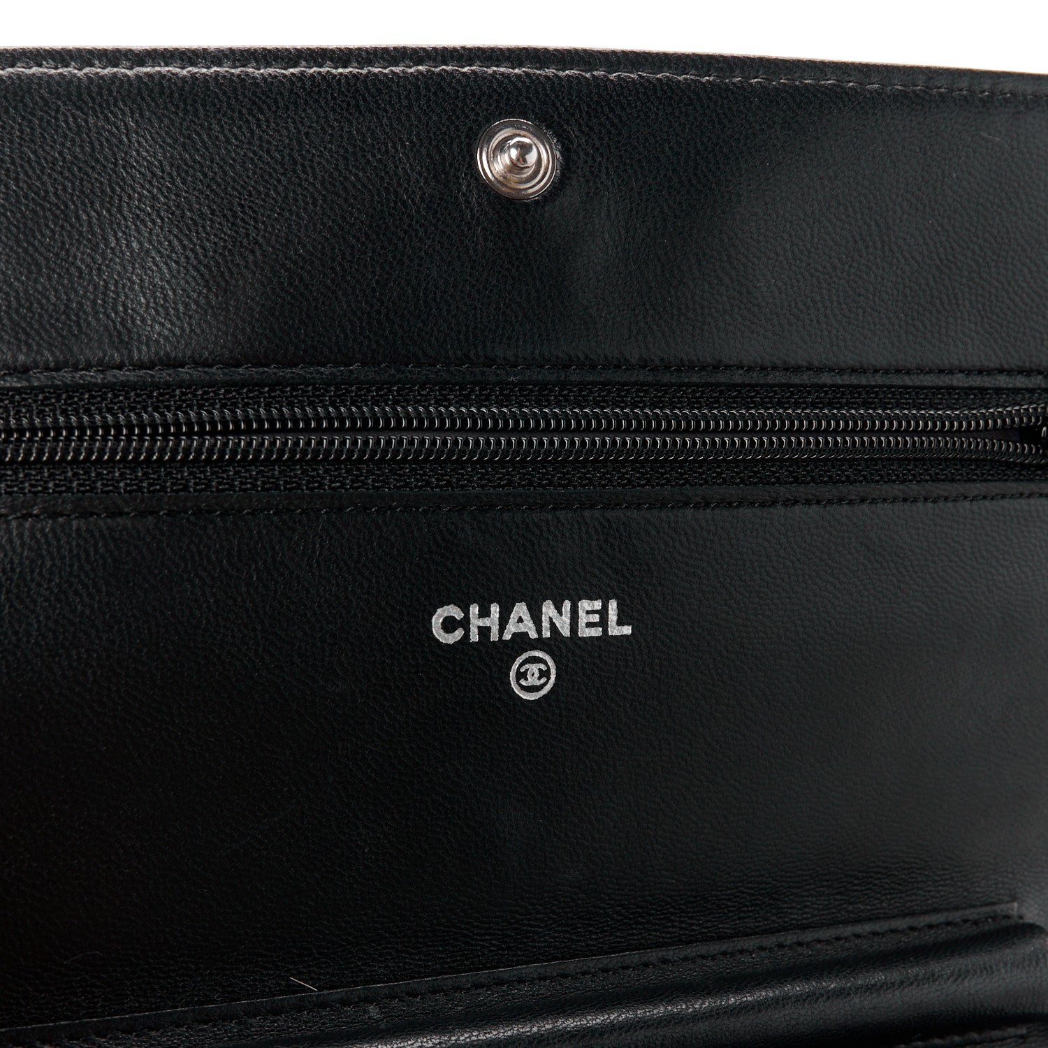 Chanel Lambskin Camellia Embossed Wallet on Chain WOC Black 6 of 12