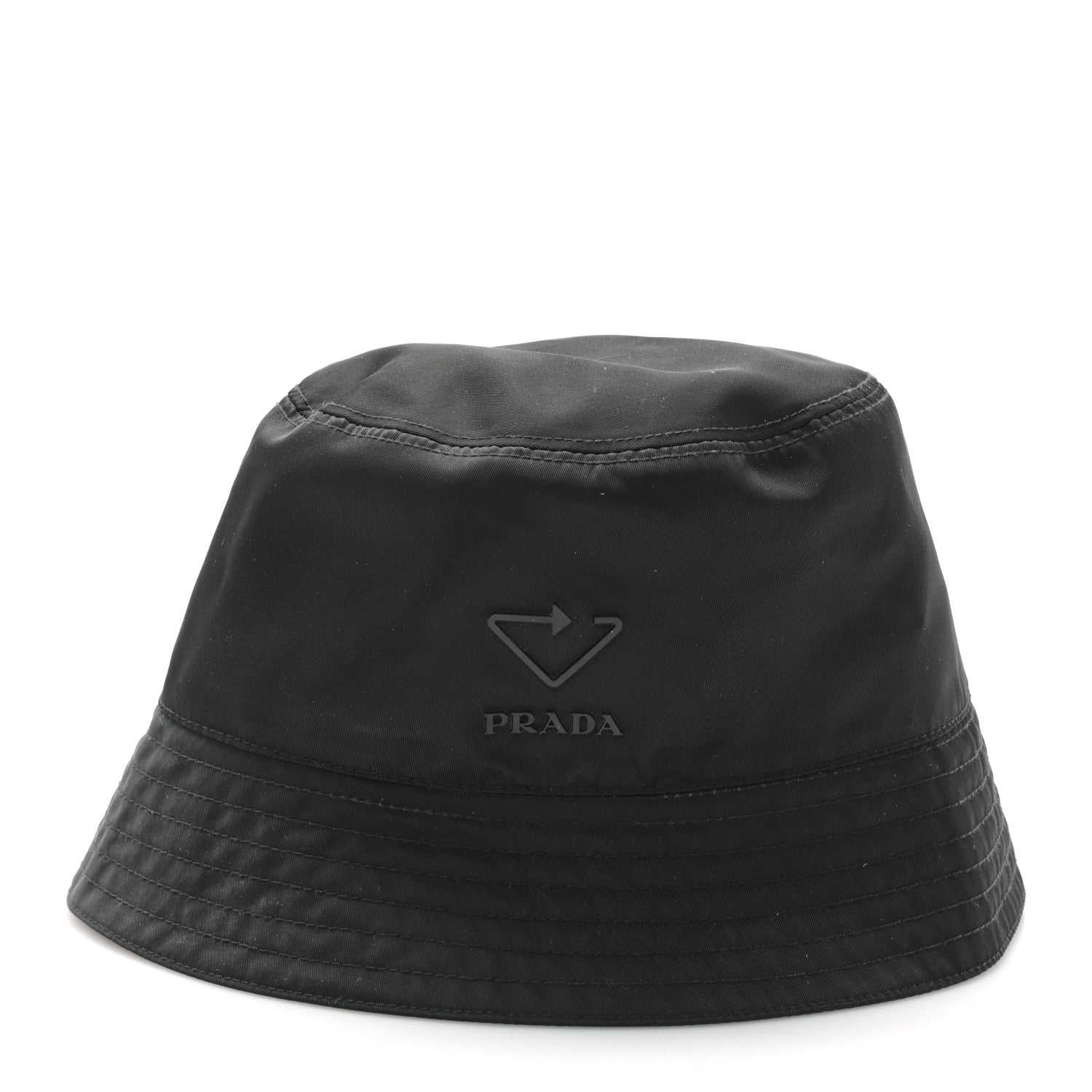 Prada Re-Nylon Rubber Logo Bucket Hat S Black 3 of 9