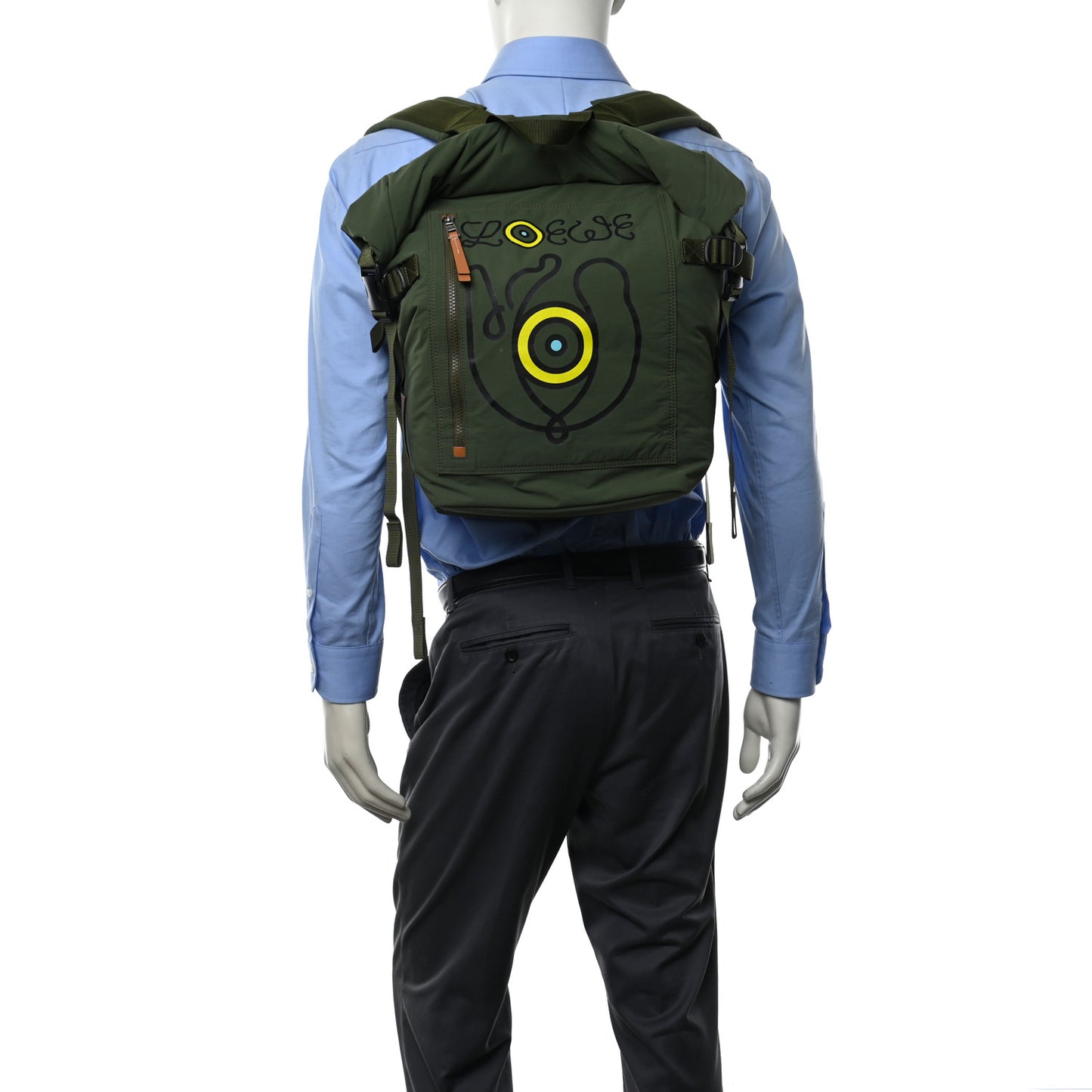 Recycled Nylon Eye/LOEWE/Nature Roll Top Backpack Khaki Green