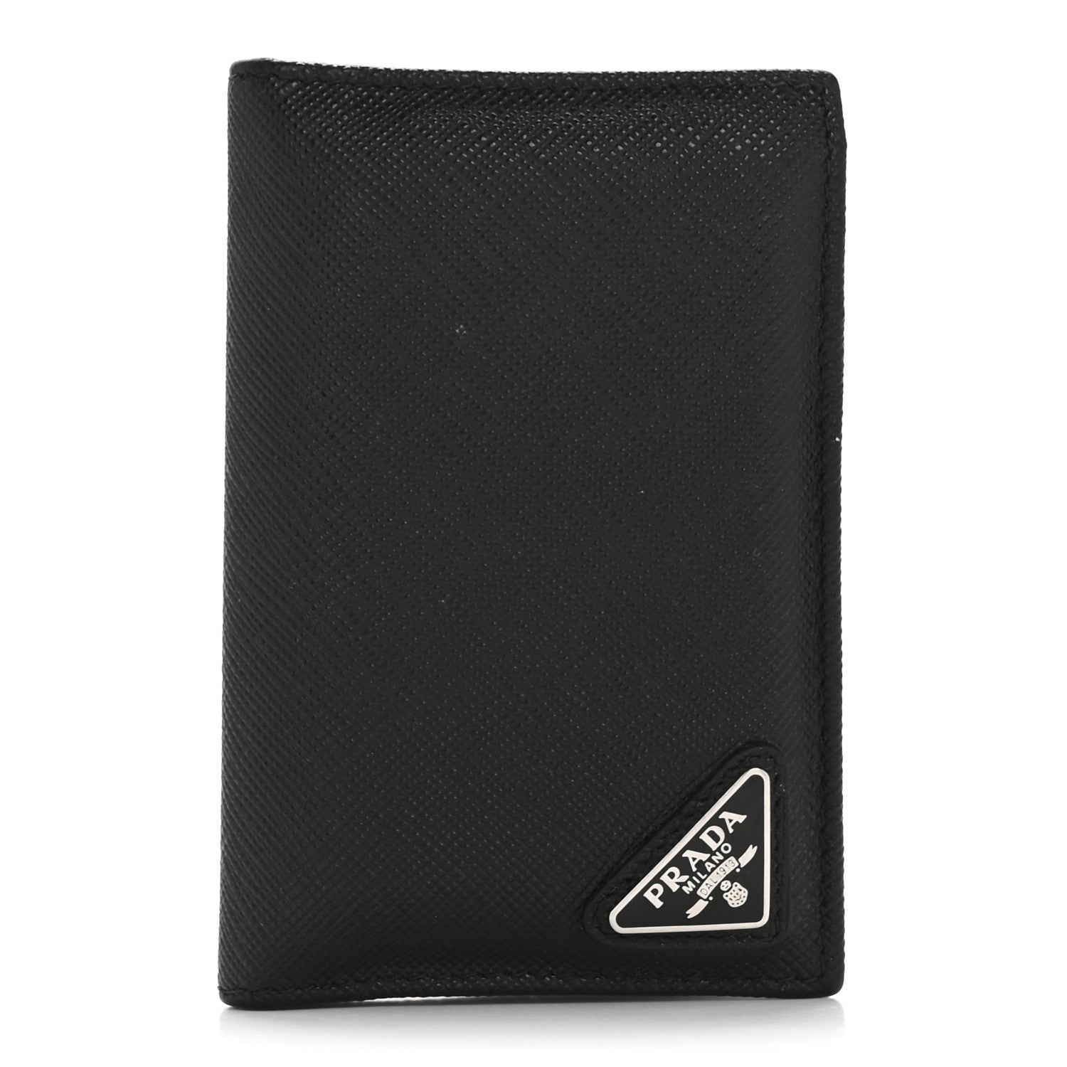 Prada Saffiano Triangle Card Holder Black 1779056 – FASHIONPHILE