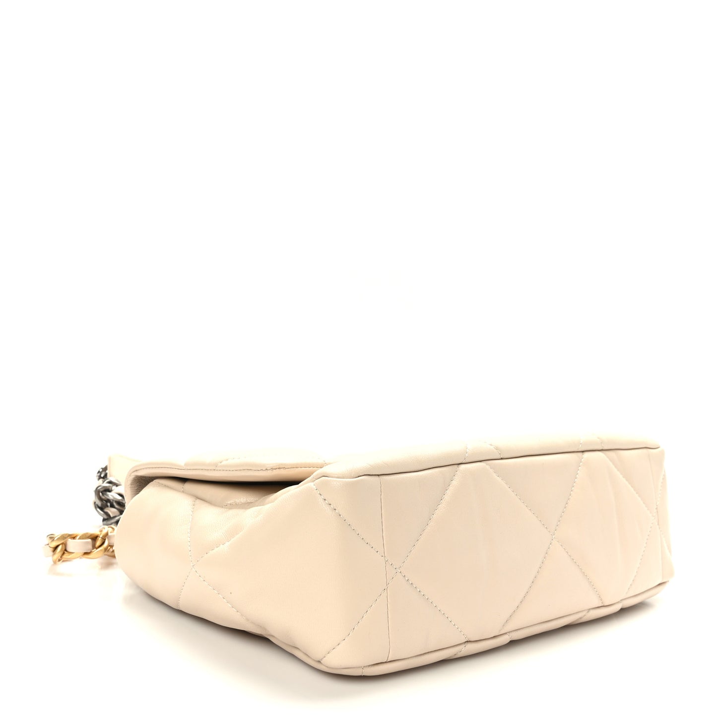Goatskin Quilted Large Chanel 19 Flap Light Beige