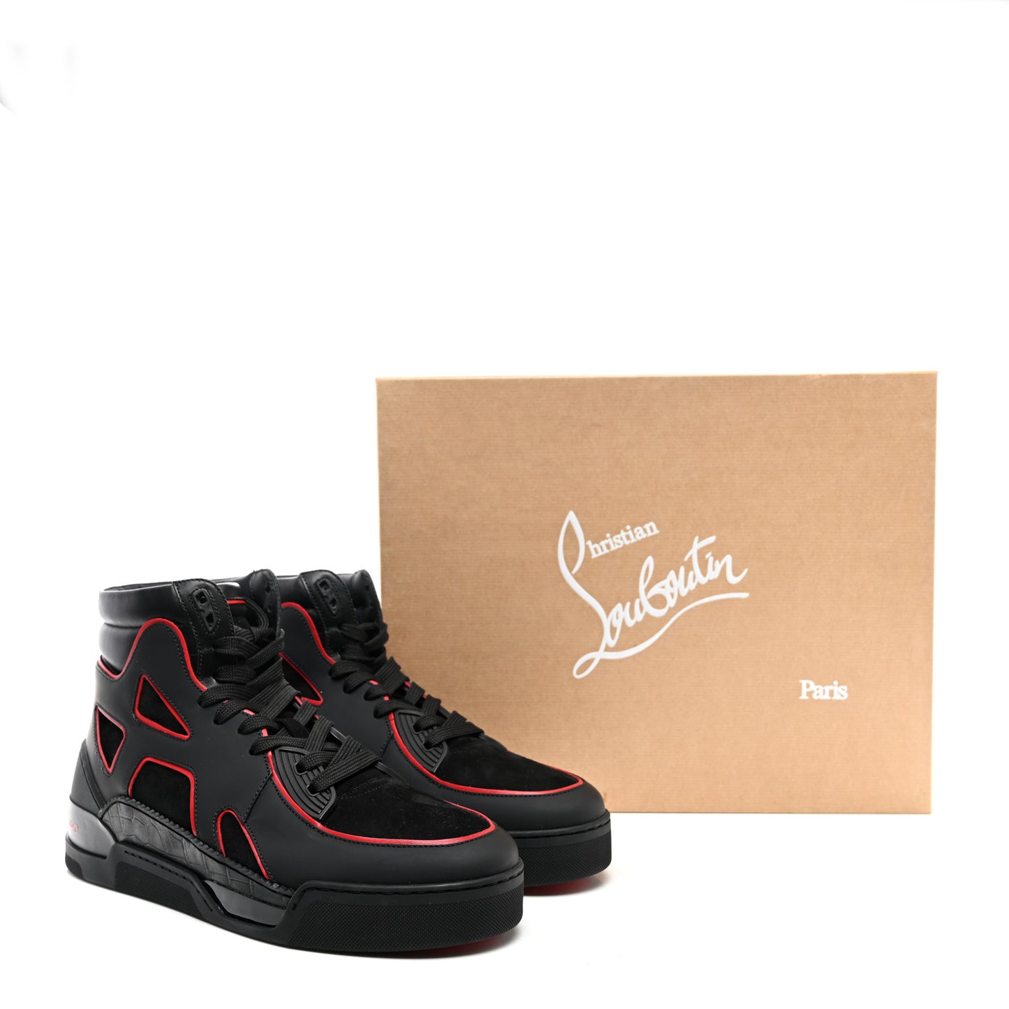 Calfskin Mens Flat Sneakers 43 Loubi Black