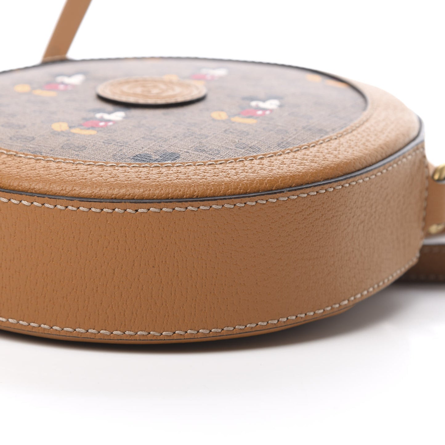 X DISNEY Mini Vintage GG Supreme Monogram Mickey Mouse Round Shoulder Bag Beige Vintage Sun Oil