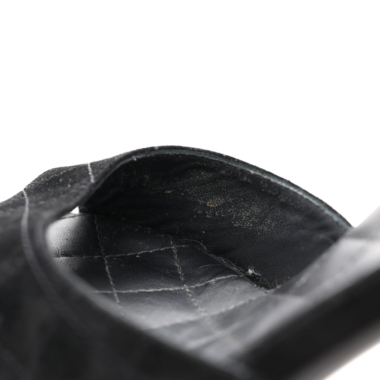 Suede Quilted Logo Sandals 38.5 Black