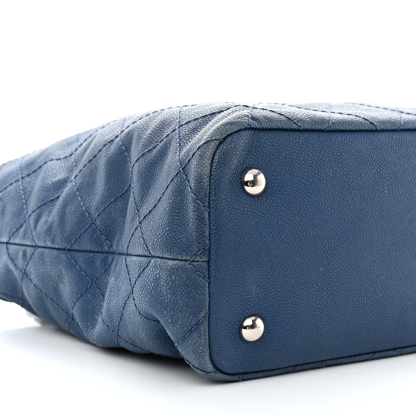 Grained Calfskin Quilted Small Daily Shopping Tote Blue