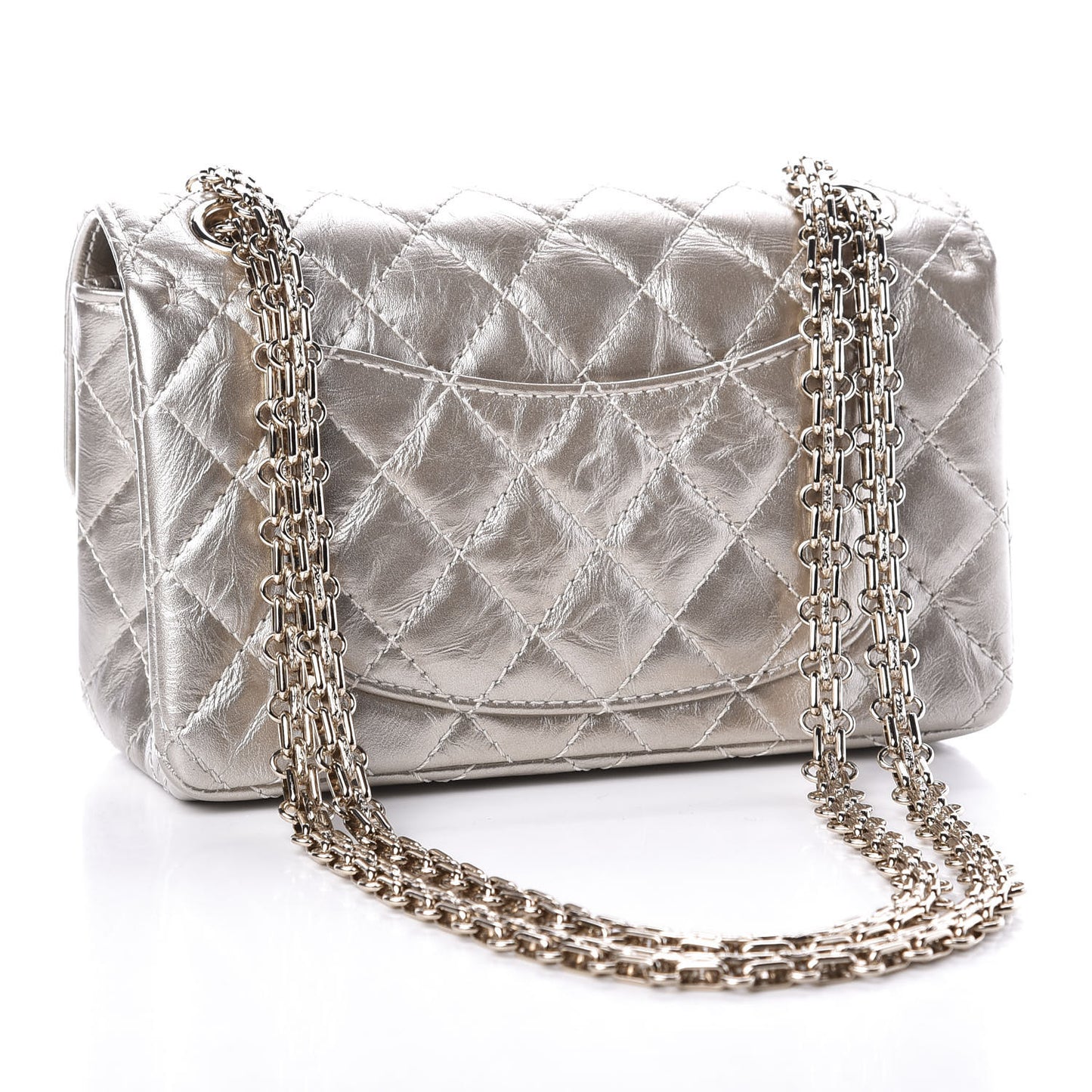 Aged Calfskin Quilted 2.55 Reissue Mini Flap Silver