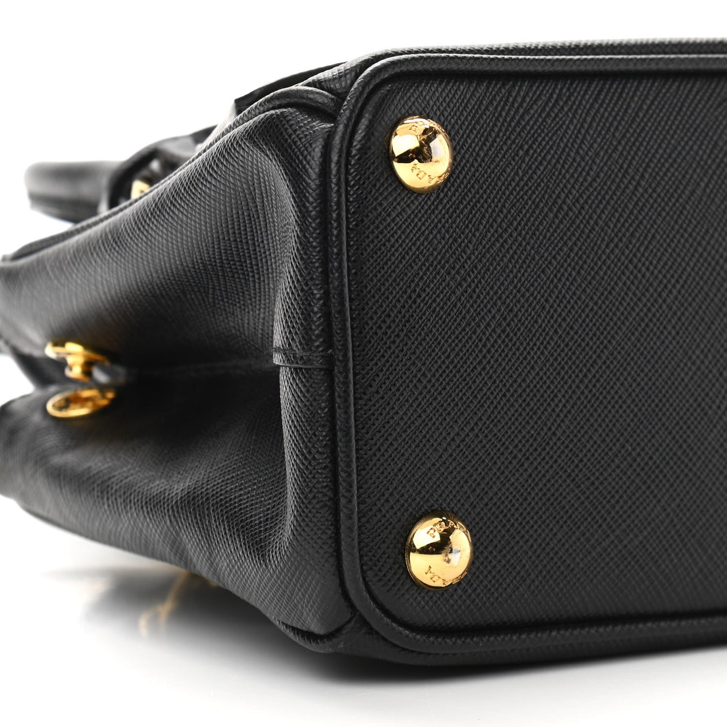 Saffiano Lux Mini Galleria Double Zip Tote Black