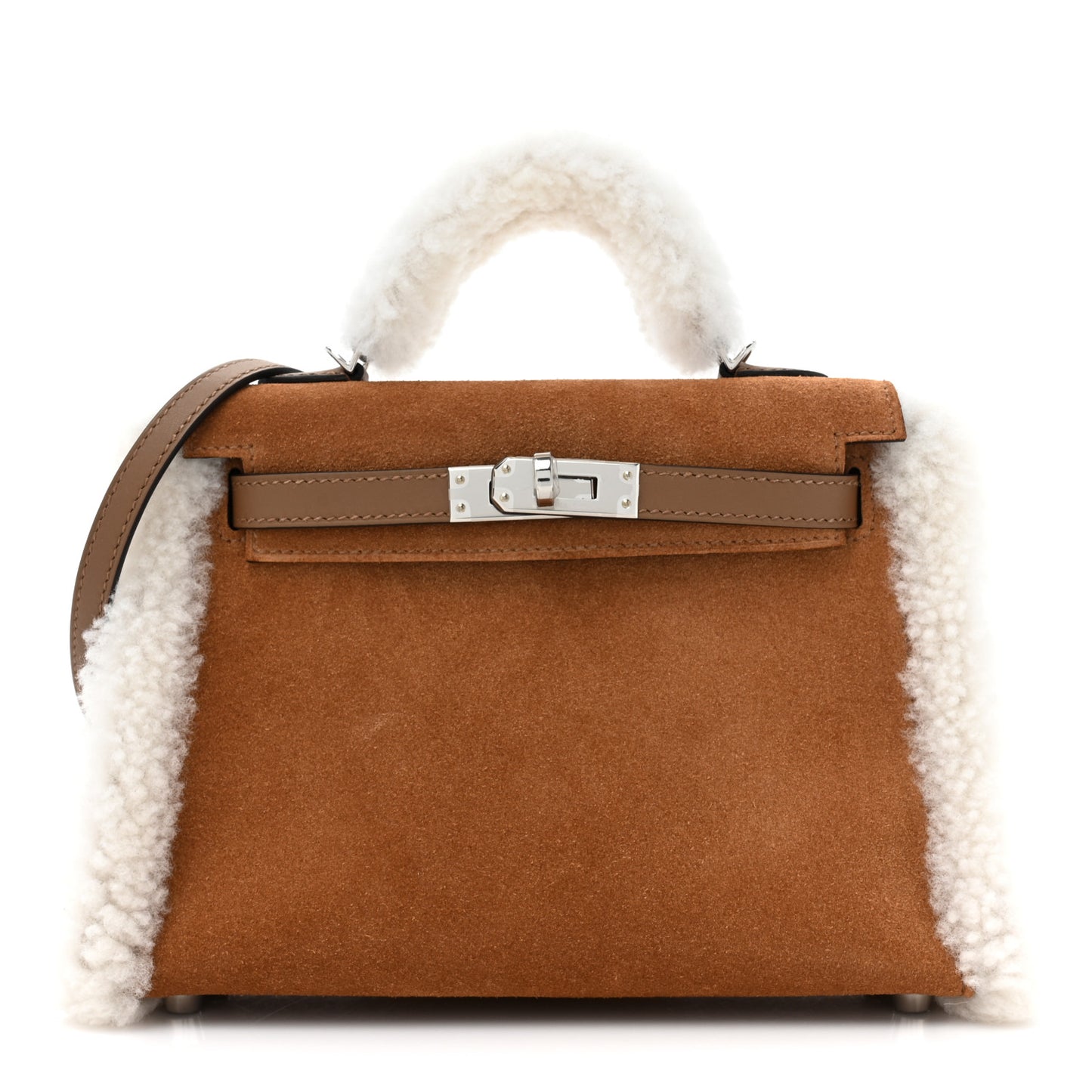Veau Grizzly Mouton Shearling Swift Teddy Mini Kelly 20 Alezan Ecru