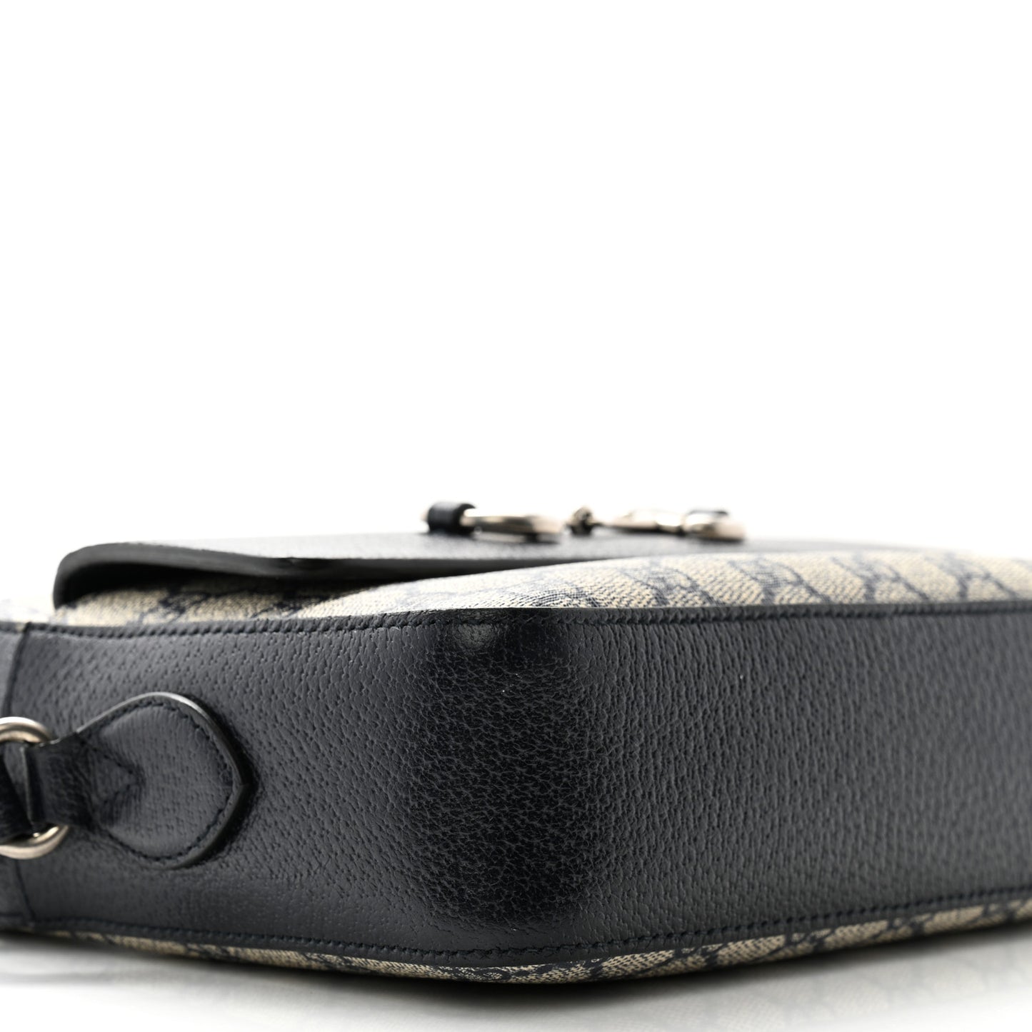 GG Supreme Monogram Textured Dollar Calfskin Small Horsebit 1955 Shoulder Bag Beige Blue