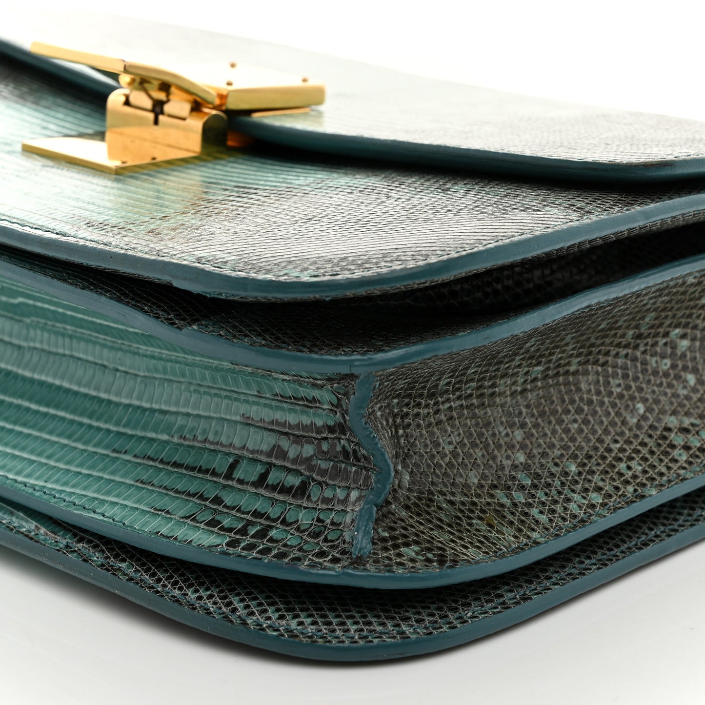 Lizard Medium Classic Box Flap Bag Antarctic