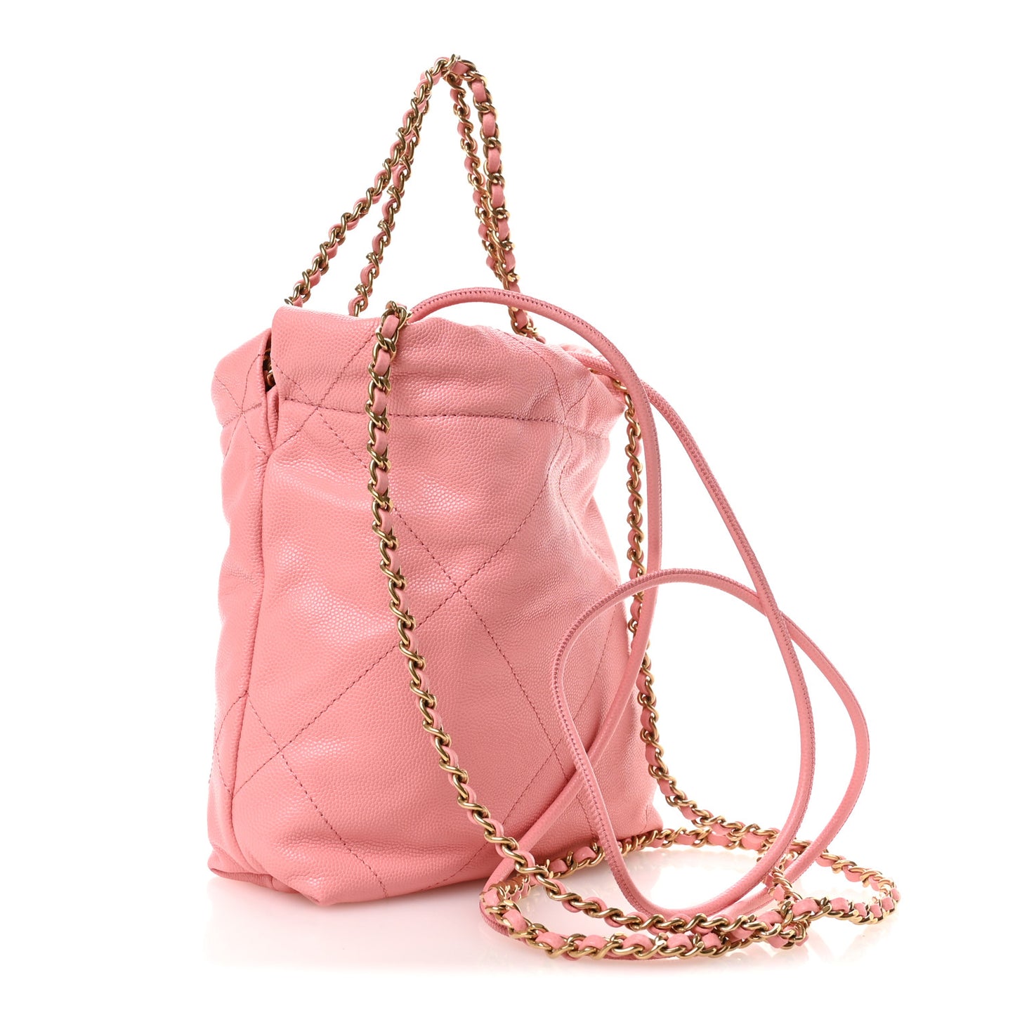 Shiny Caviar Quilted Mini Chanel 22 Coral