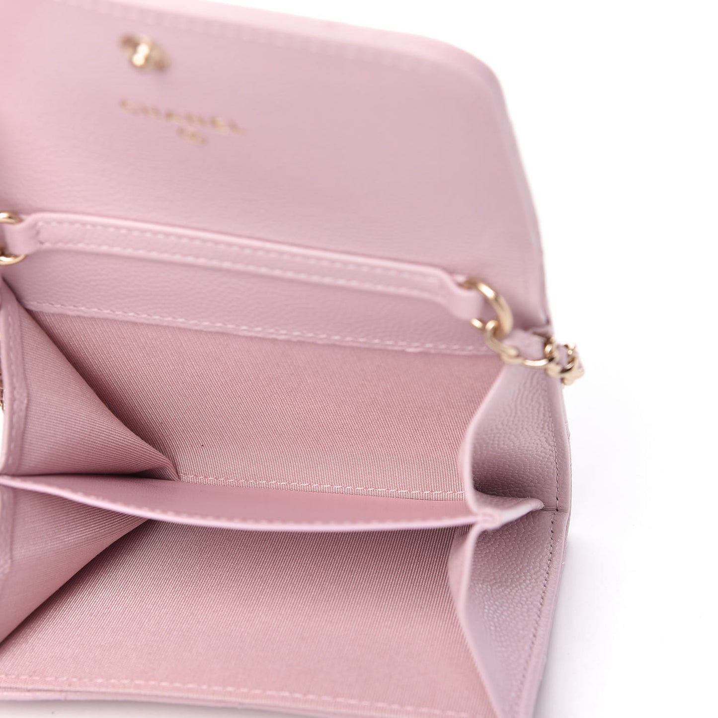 Caviar Quilted Coco Candy Card Holder On Chain Light Pink