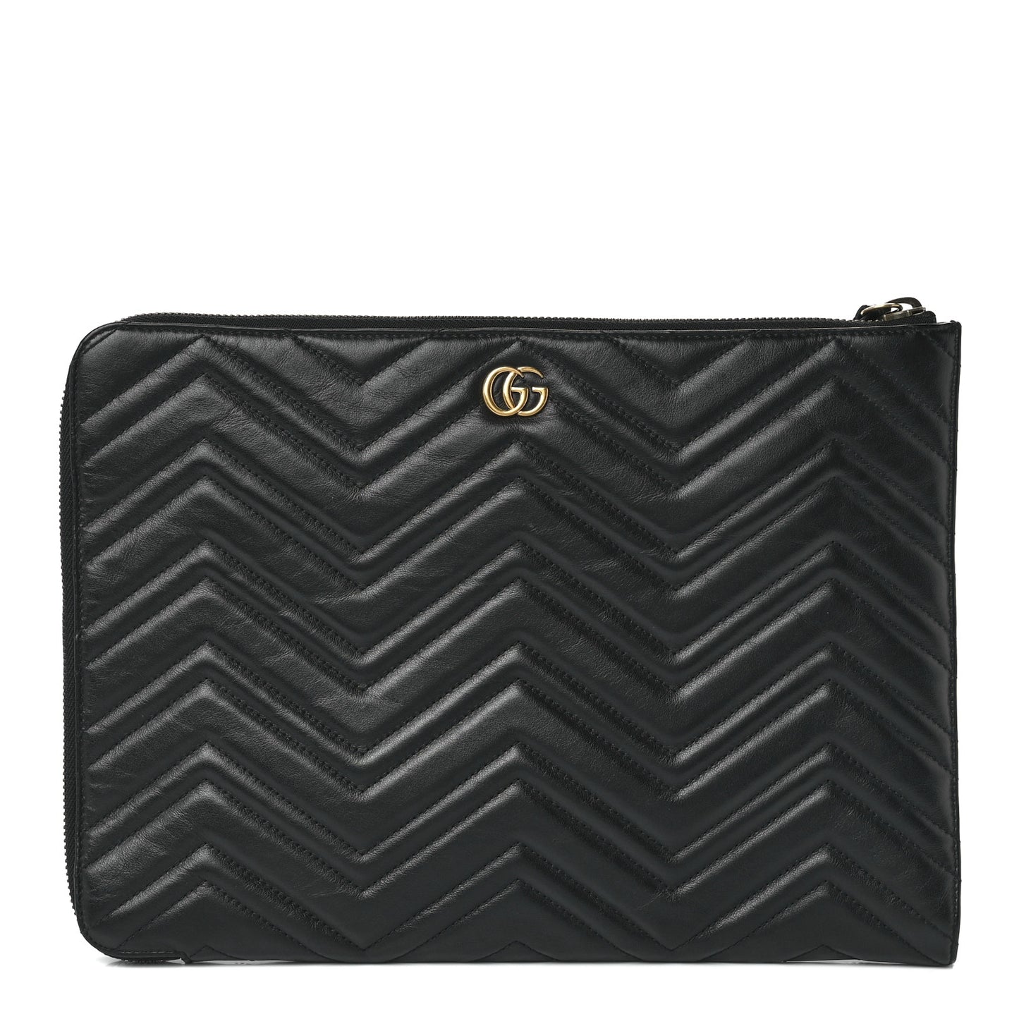 Calfskin Matelasse GG Marmont Portfolio Clutch Black