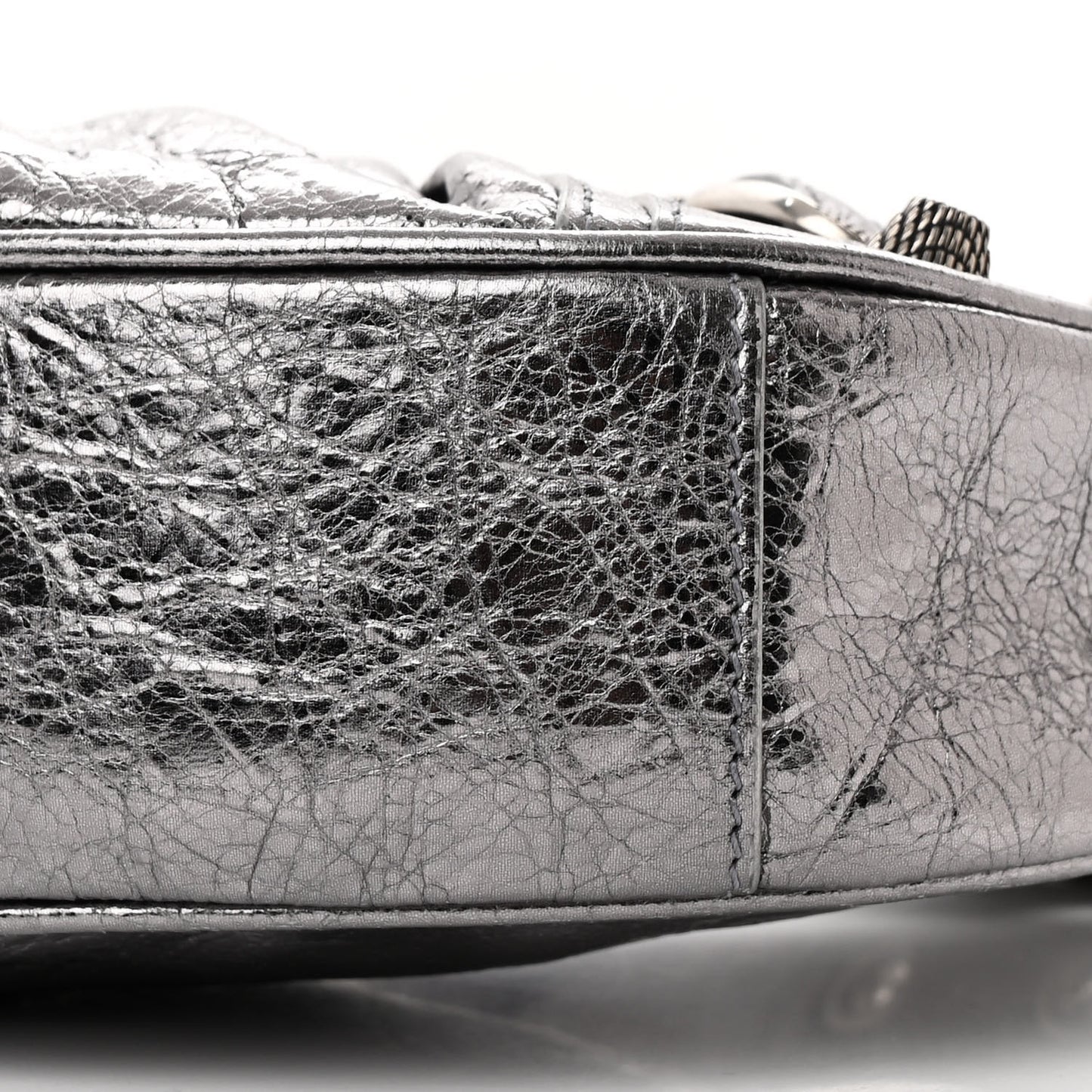 Metallic Agneau Arena Le Cagole Shoulder Bag XS Silver