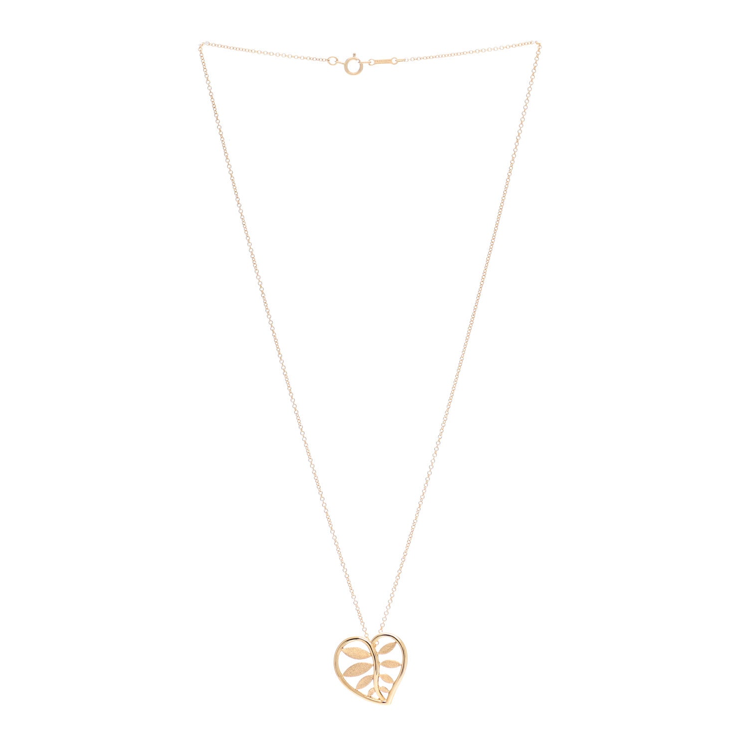 Tiffany 18K Yellow Gold Paloma Picasso Villa Paloma Heart Palm Pendant Necklace 3 of 7