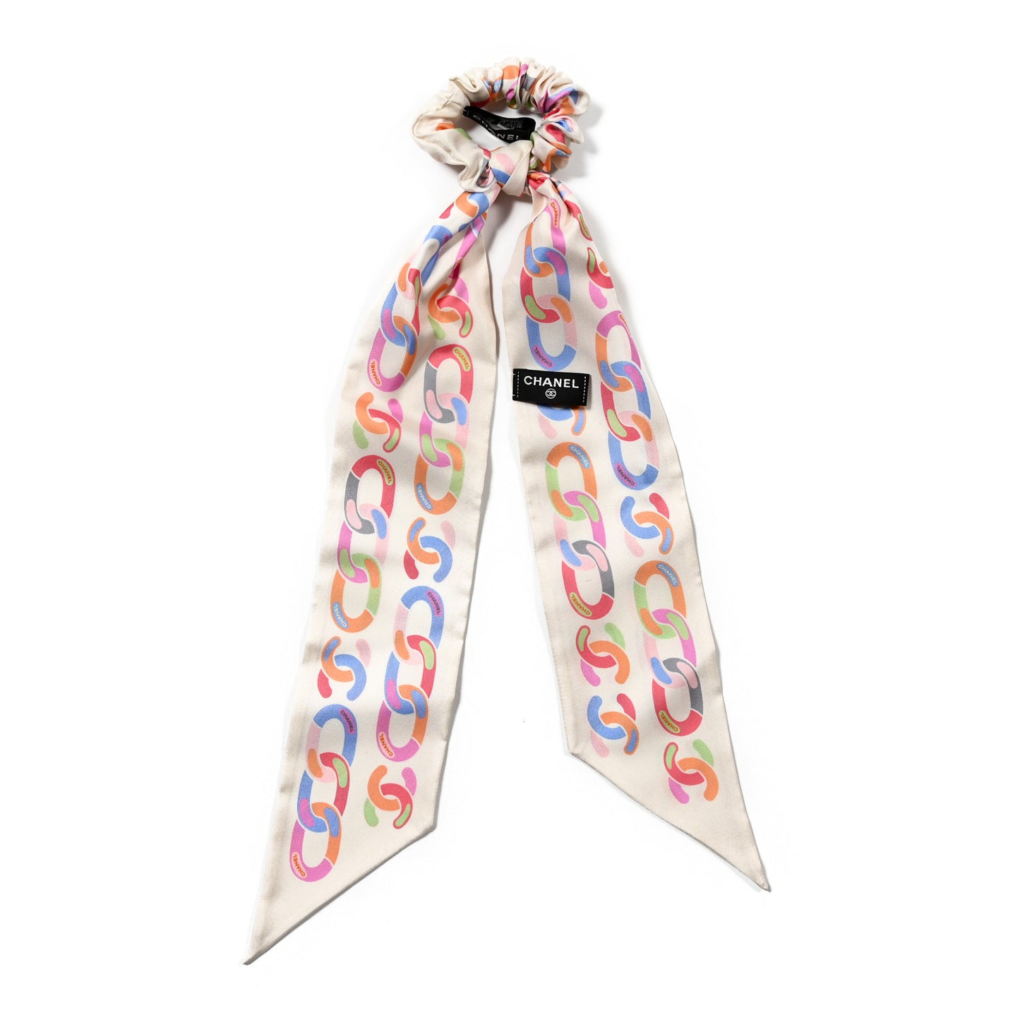 Silk CC Twilly Hair Tie White Multicolor